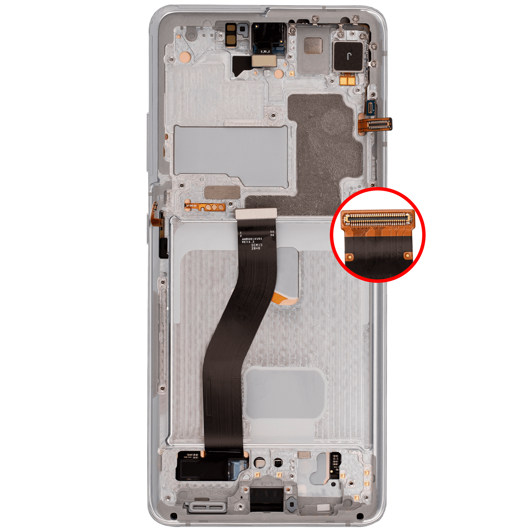 OLED Assembly With Frame Compatible For Samsung Galaxy S21 Ultra 5G Replacement (Vemake ) (Phantom Silver)