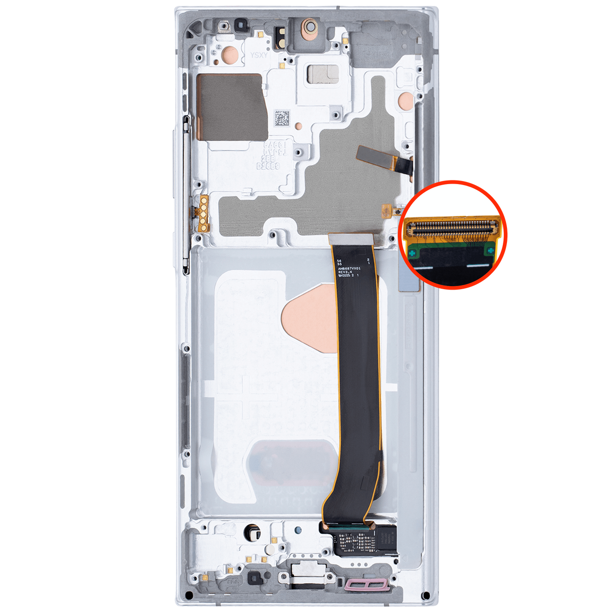 OLED Assembly With Frame Compatible For Samsung Galaxy Note 20 Ultra 5G Replacement (Vemake) (Mystic White)