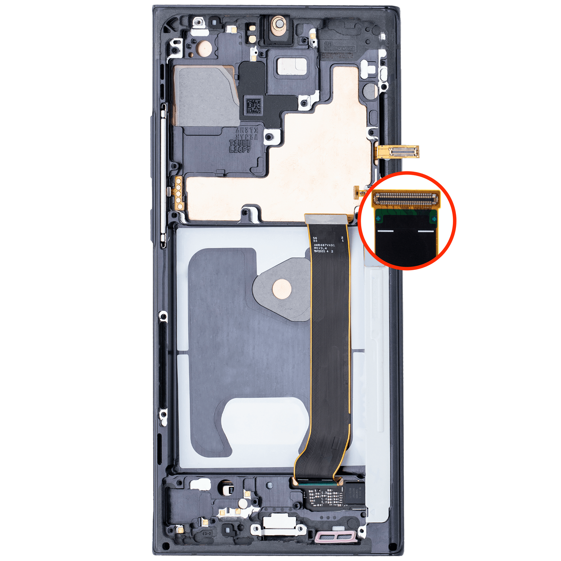 OLED Assembly With Frame Compatible For Samsung Galaxy Note 20 Ultra 5G Replacement (Vemake) (Mystic Black)