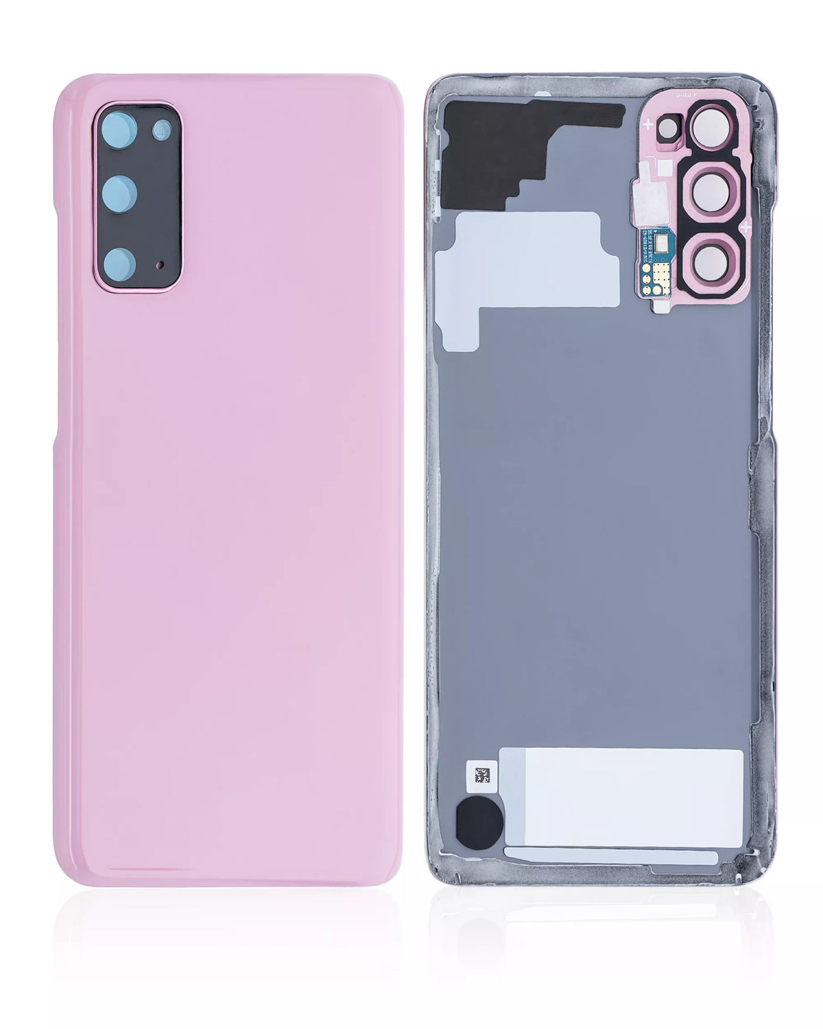 Back Cover Glass With Camera Lens Compatible For Samsung Galaxy S20 Replacement (No Logo) (Vemake) (Cloud Pink)