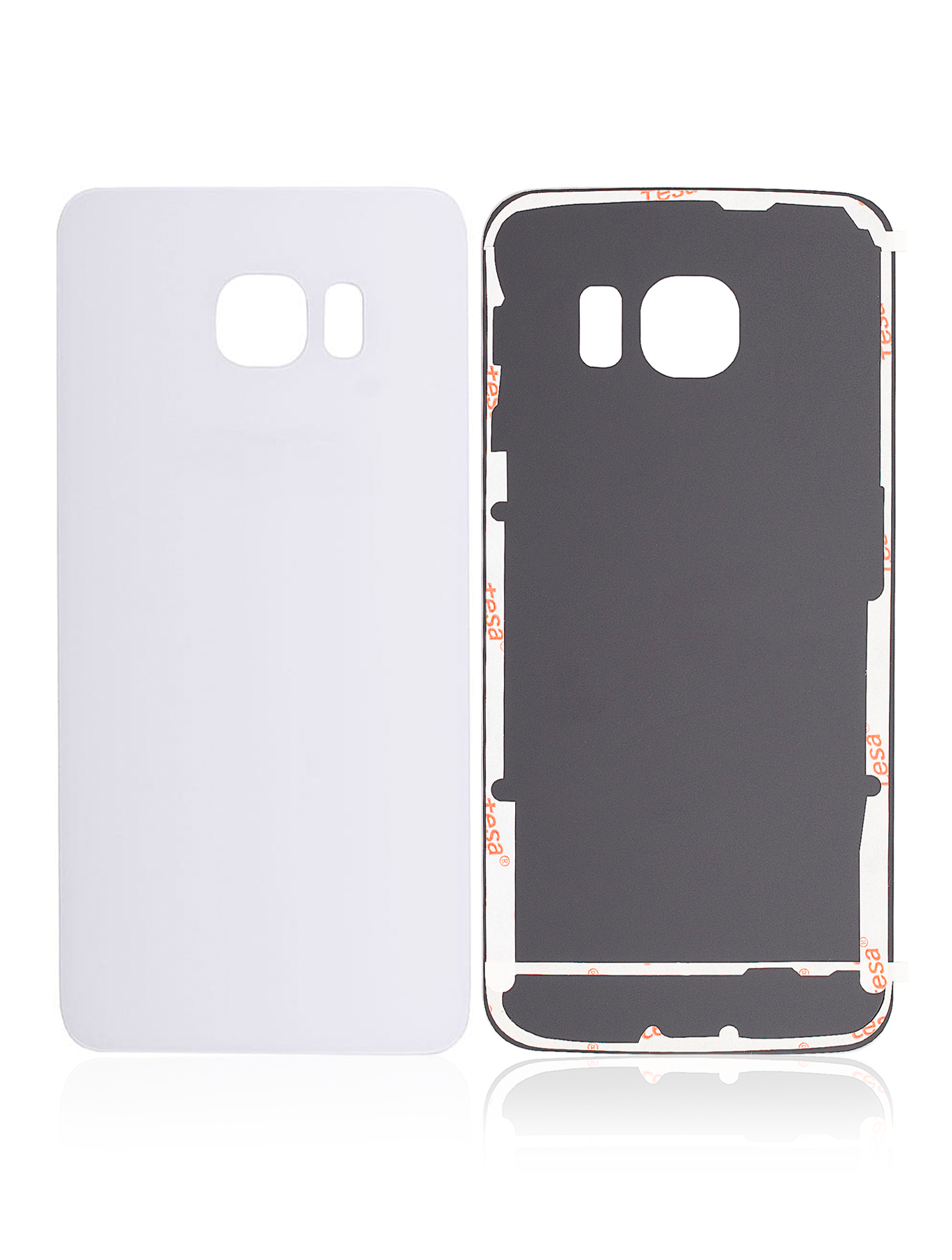 Replacement Back Cover Glass Compatible For Samsung Galaxy S6 Edge (No Logo) (Vemake) (White)