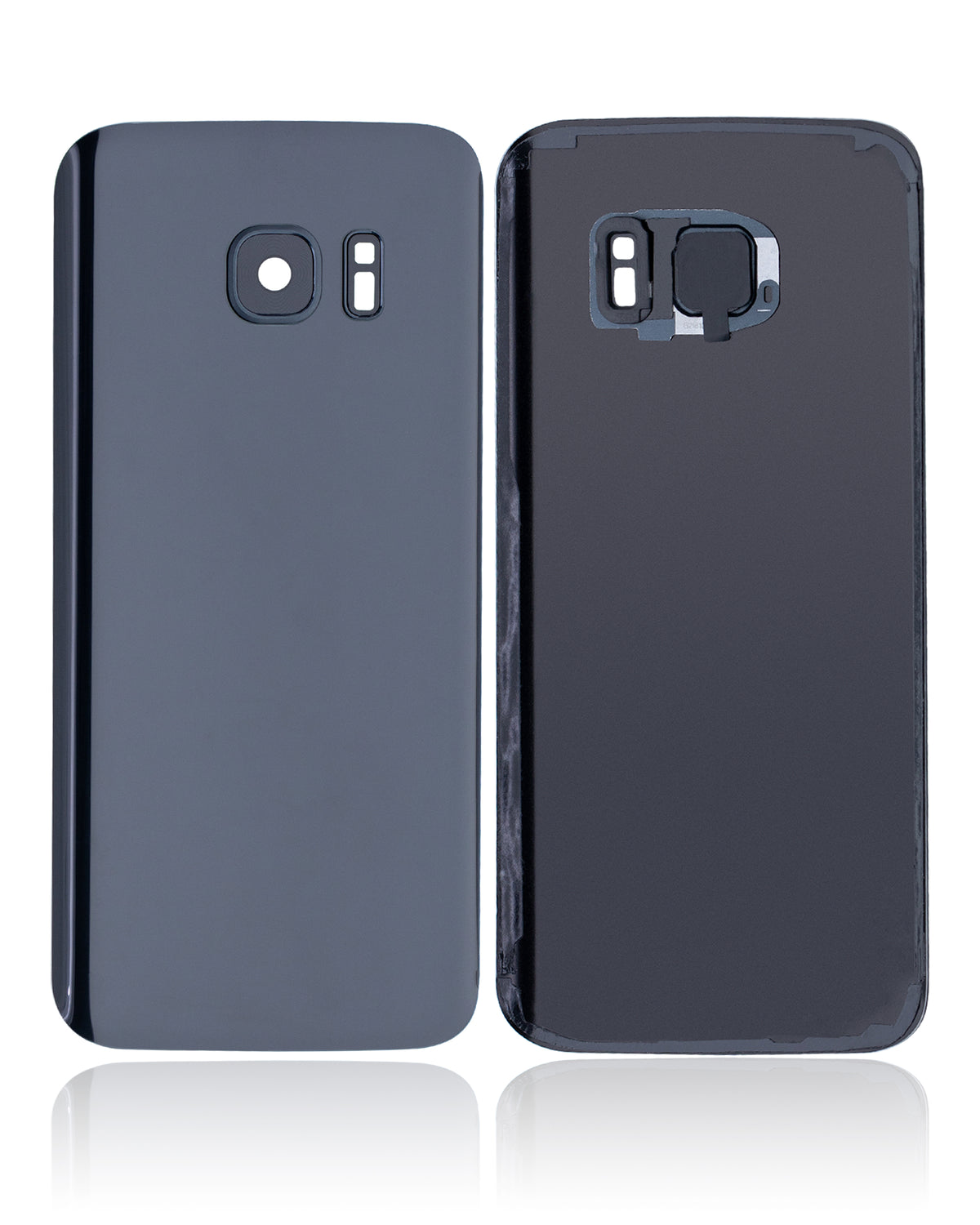 Back Cover Glass With Camera Lens Compatible For Samsung Galaxy S7 Replacement (No Logo) (Vemake) (Black Onyx)