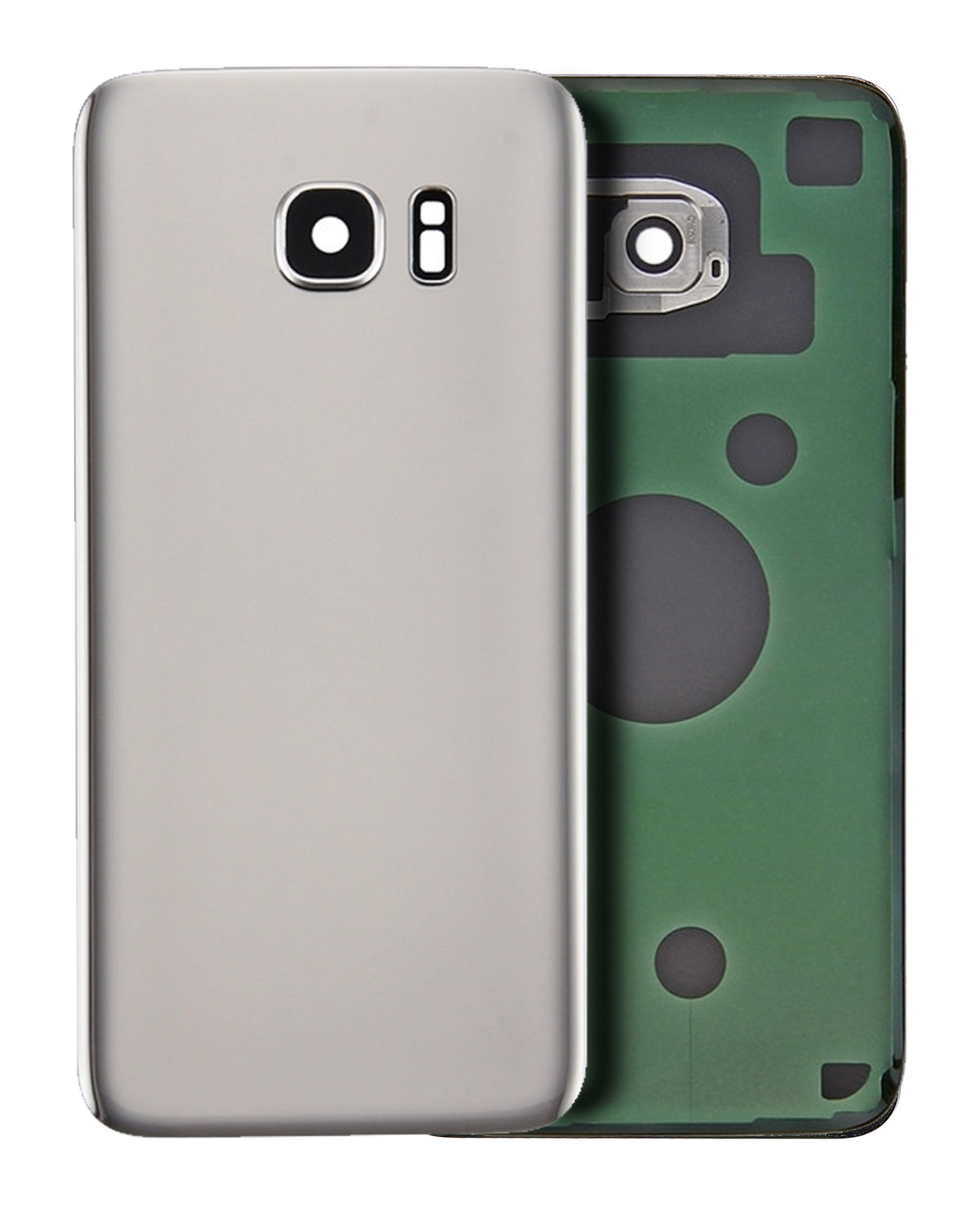 Back Cover Glass With Camera Lens Compatible For Samsung Galaxy S7 Replacement (No Logo) (Vemake) (White)