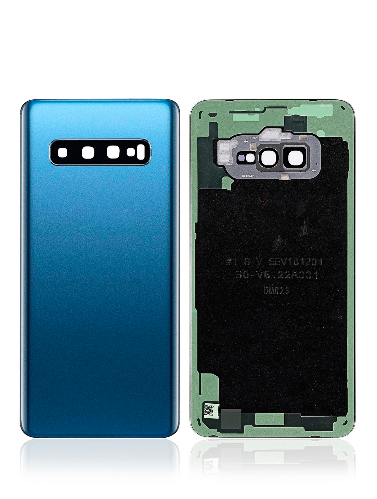 Back cover Glass With Camera Lens Compatible For Samsung Galaxy S10 Replacement (No Logo) (Vemake) (Prism Blue)