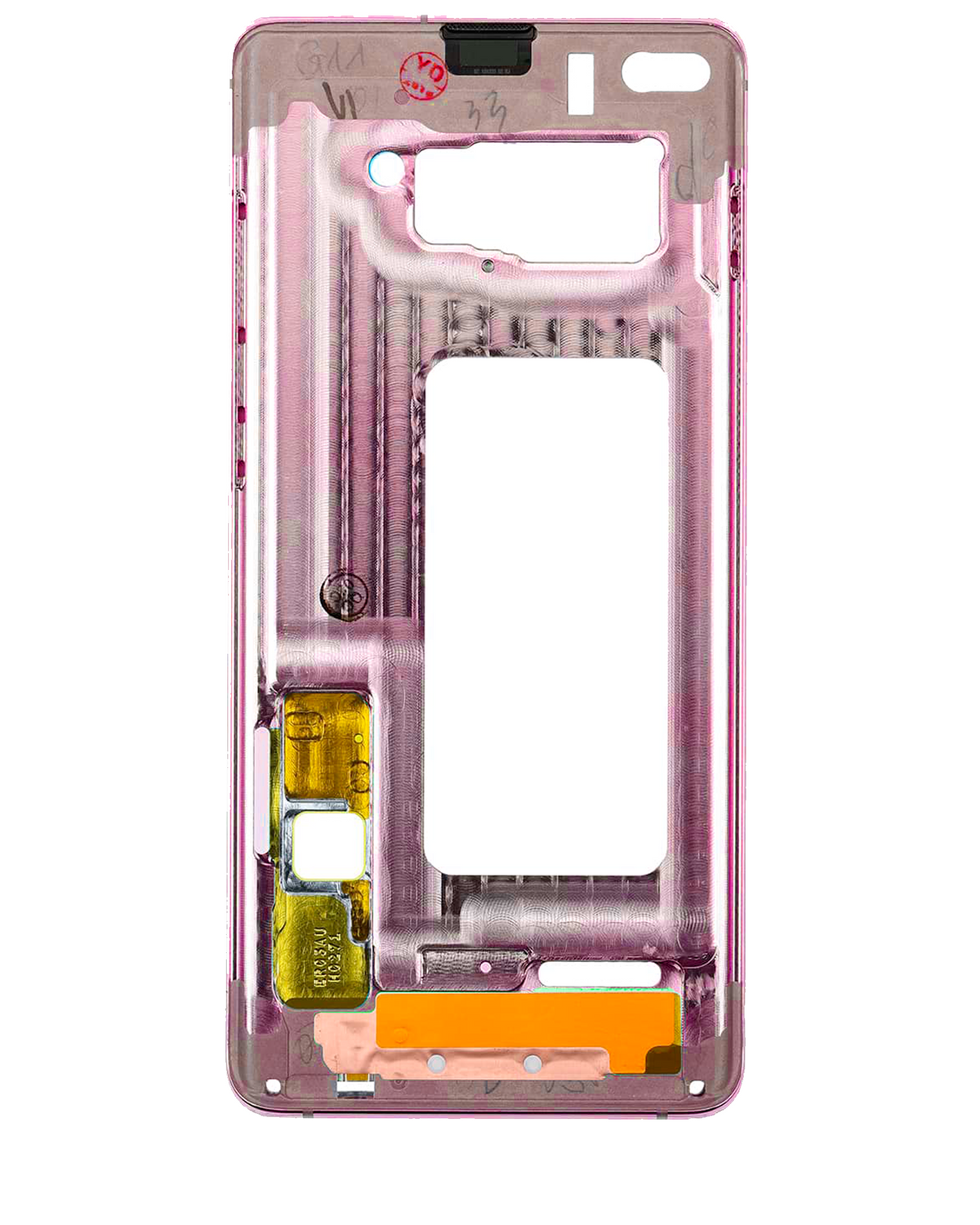 Mid-Frame Housing Compatible For Samsung Galaxy S10 Replacement (With Small Parts) (Flamingo Pink)