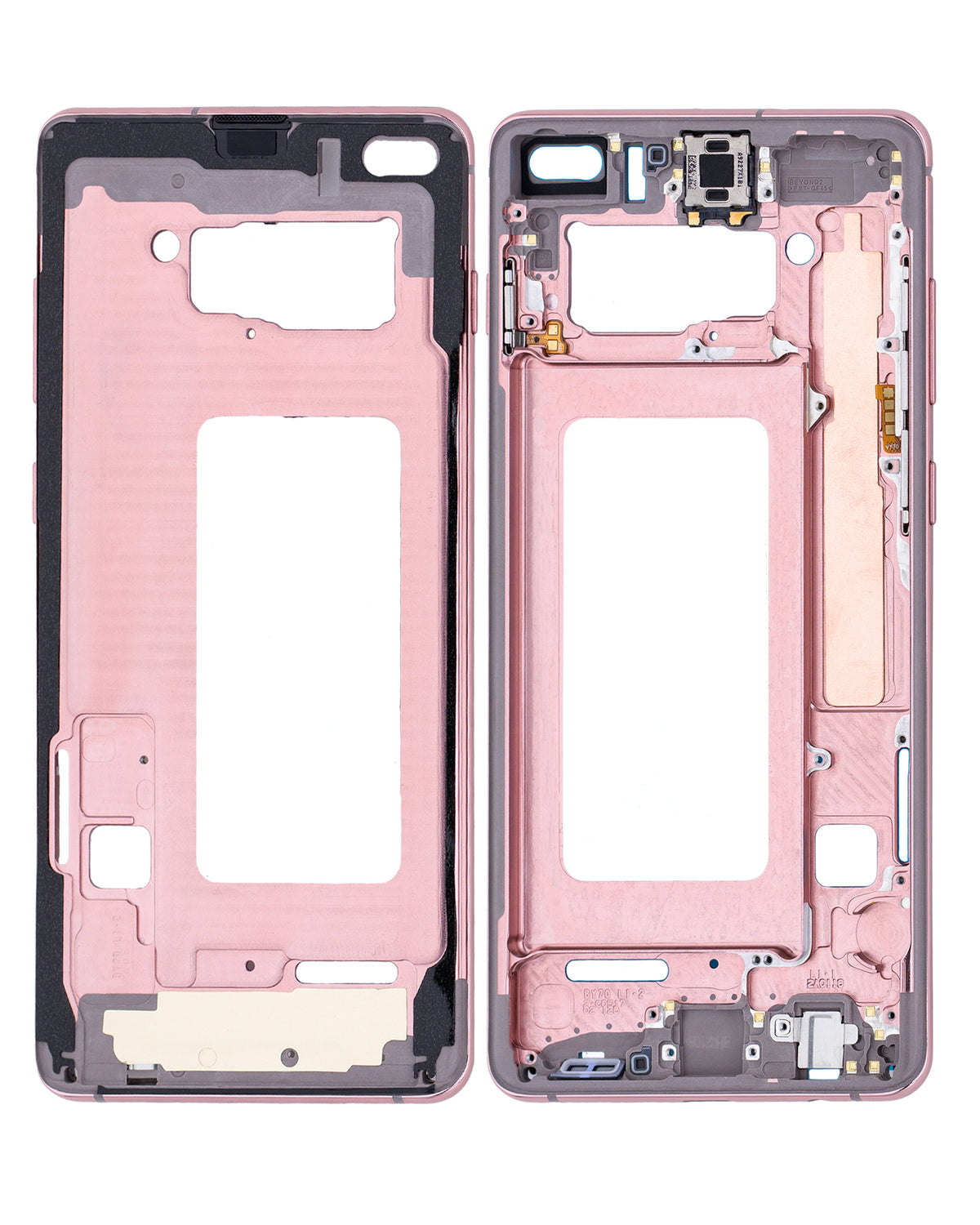 Mid-Frame Housing Compatible For Samsung Galaxy S10 Plus Replacement (With Small Parts) (Flamingo Pink)