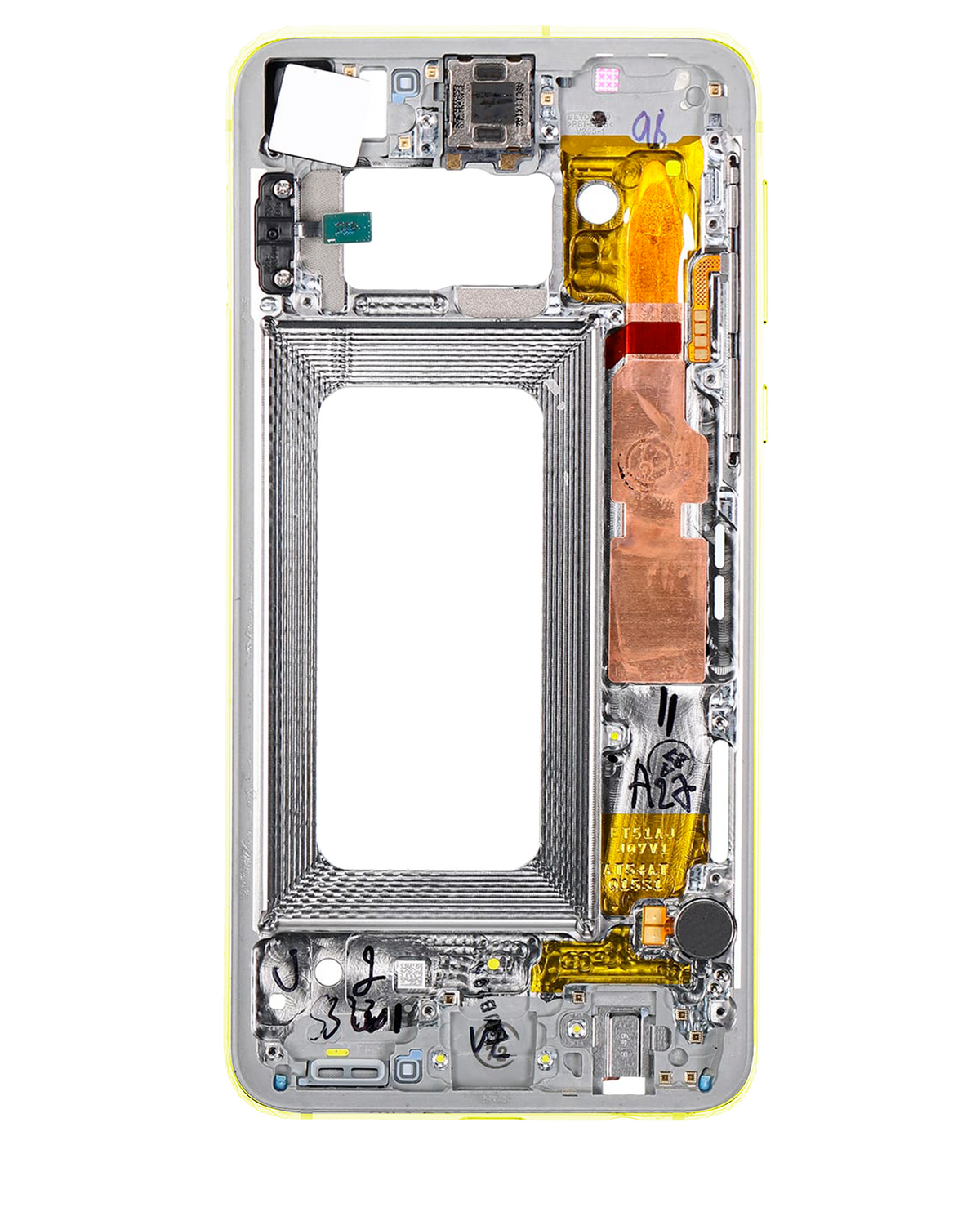 Replacement Mid-Frame Housing Compatible For Samsung Galaxy S10E (With Small Parts) (Canary Yellow)
