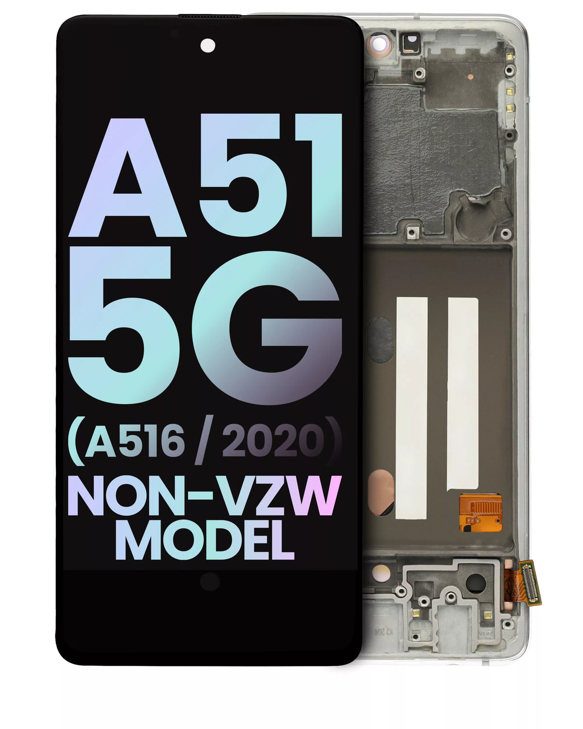 Replacement OLED Assembly With Frame Compatible For Samsung Galaxy A51 5G (A516 / 2020) (Non-Verizon 5G UW Frame) (Service Pack) (Prism Cube White)