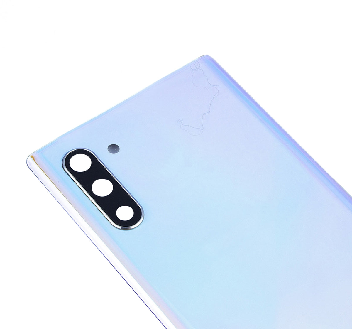 Back Cover Glass With Camera Lens Compatible For Samsung Galaxy Note 10 (No Logo) (Vemake) (Aura Glow / Silver)