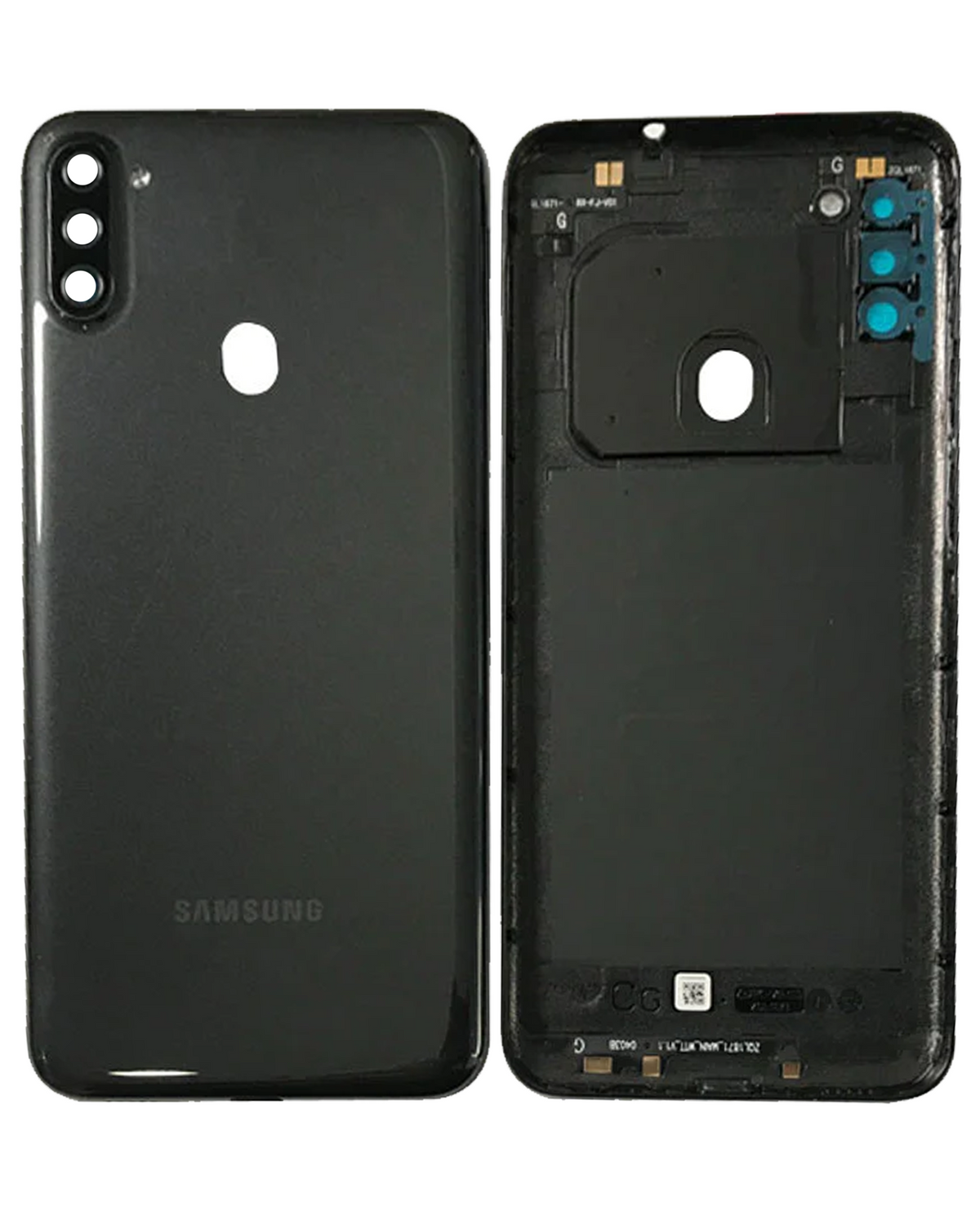 Back Cover Glass With Camera Lens Compatible Samsung Galaxy A11 (A115 / 2020) (US Version) (Service Pack) (Black)