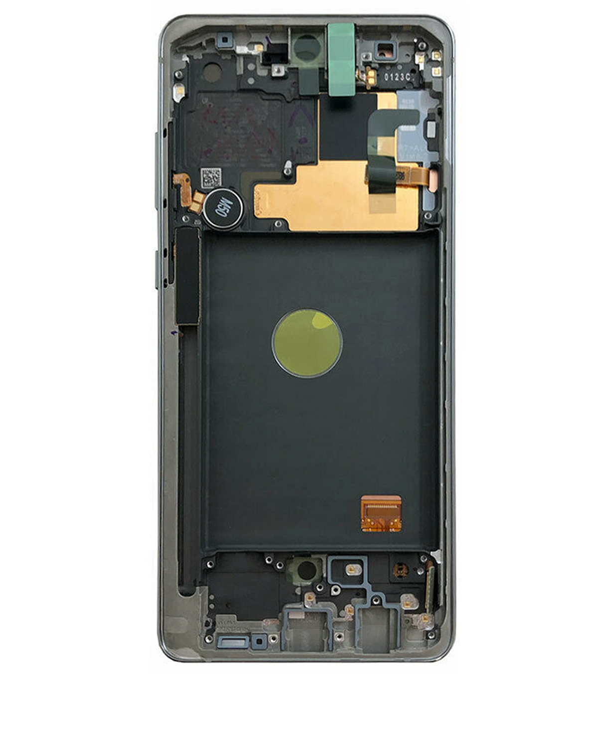 OLED Assembly With Frame Replacement Compatible For Samsung Galaxy Note 10 Lite (Service Pack) (Aura Glow / Silver)