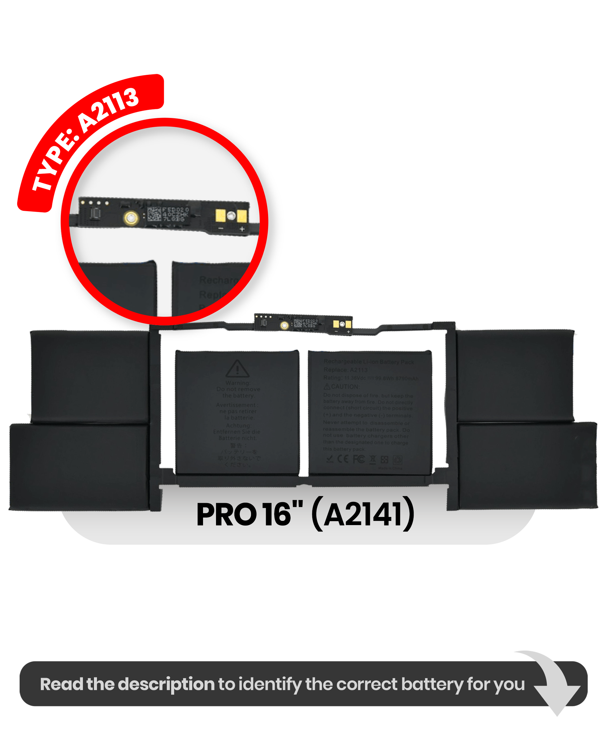 Battery (A2113) Compatible For MacBook Pro 16