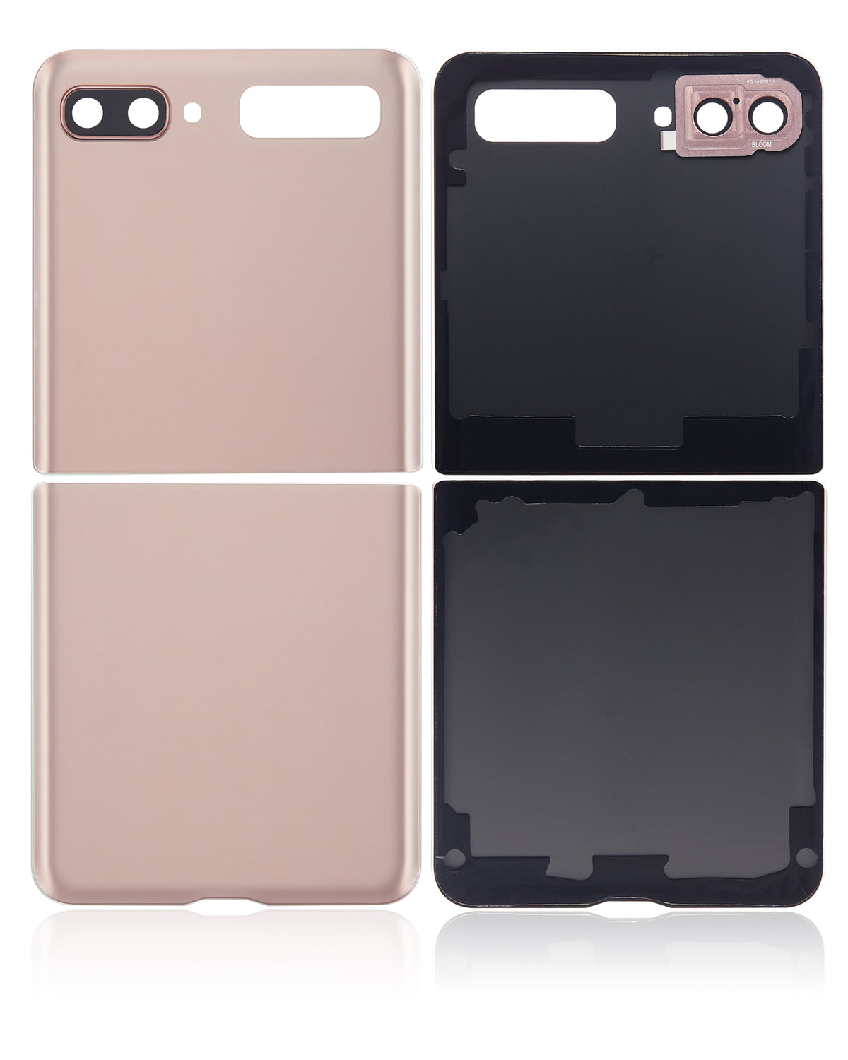 Top & Bottom Back Cover Glass With Camera Lens Compatible For Samsung Galaxy Z Flip 4G (F700) / Z Flip 5G (F707) (Aftermarket Plus) (Mystic Bronze)