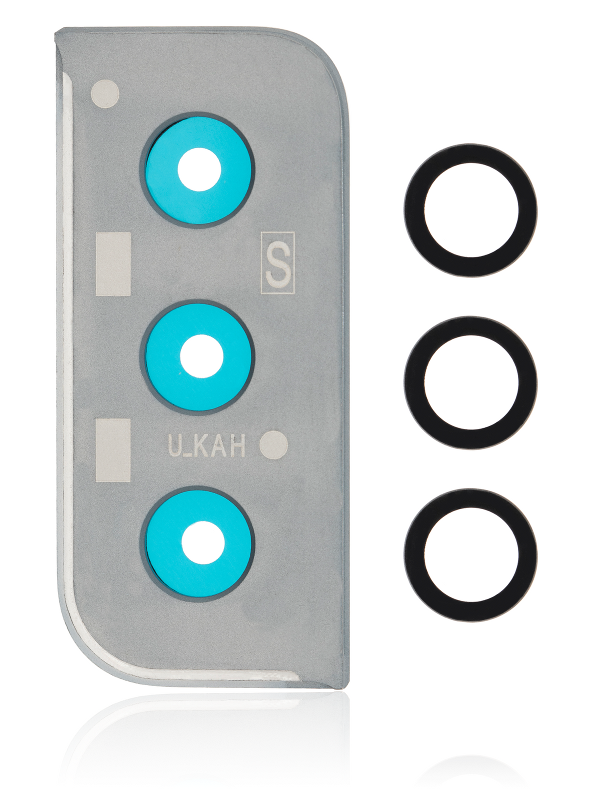 Back Camera Lens With Bezel Ring Compatible For Samsung Galaxy S21 Plus Replacement (Phantom Silver)