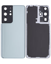 Back Cover Glass With Camera Lens Compatible For Samsung Galaxy S21 Ultra Replacement (No Logo) (Vemake) (Phantom Titanium)