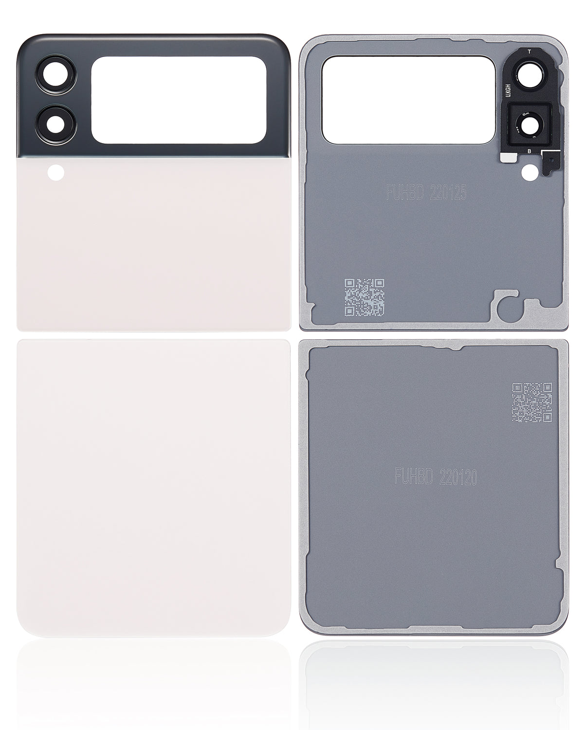 Back Cover Glass With Camera Lens Compatible For Samsung Galaxy Z Flip 3 5G Replacement (Vemake) (White)