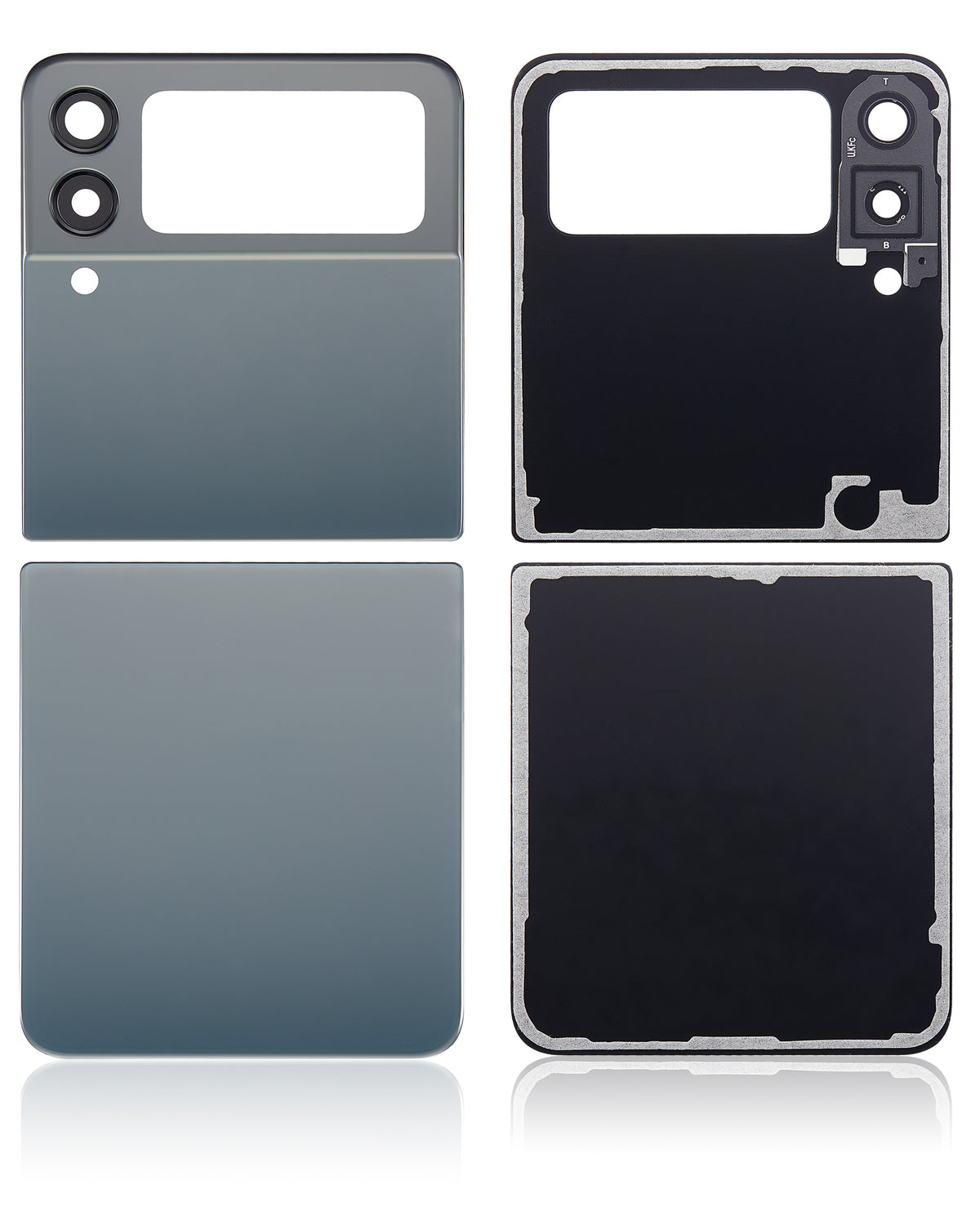 Back Cover Glass With Camera Lens Compatible For Samsung Galaxy Z Flip 3 5G Replacement (Vemake) (Green)