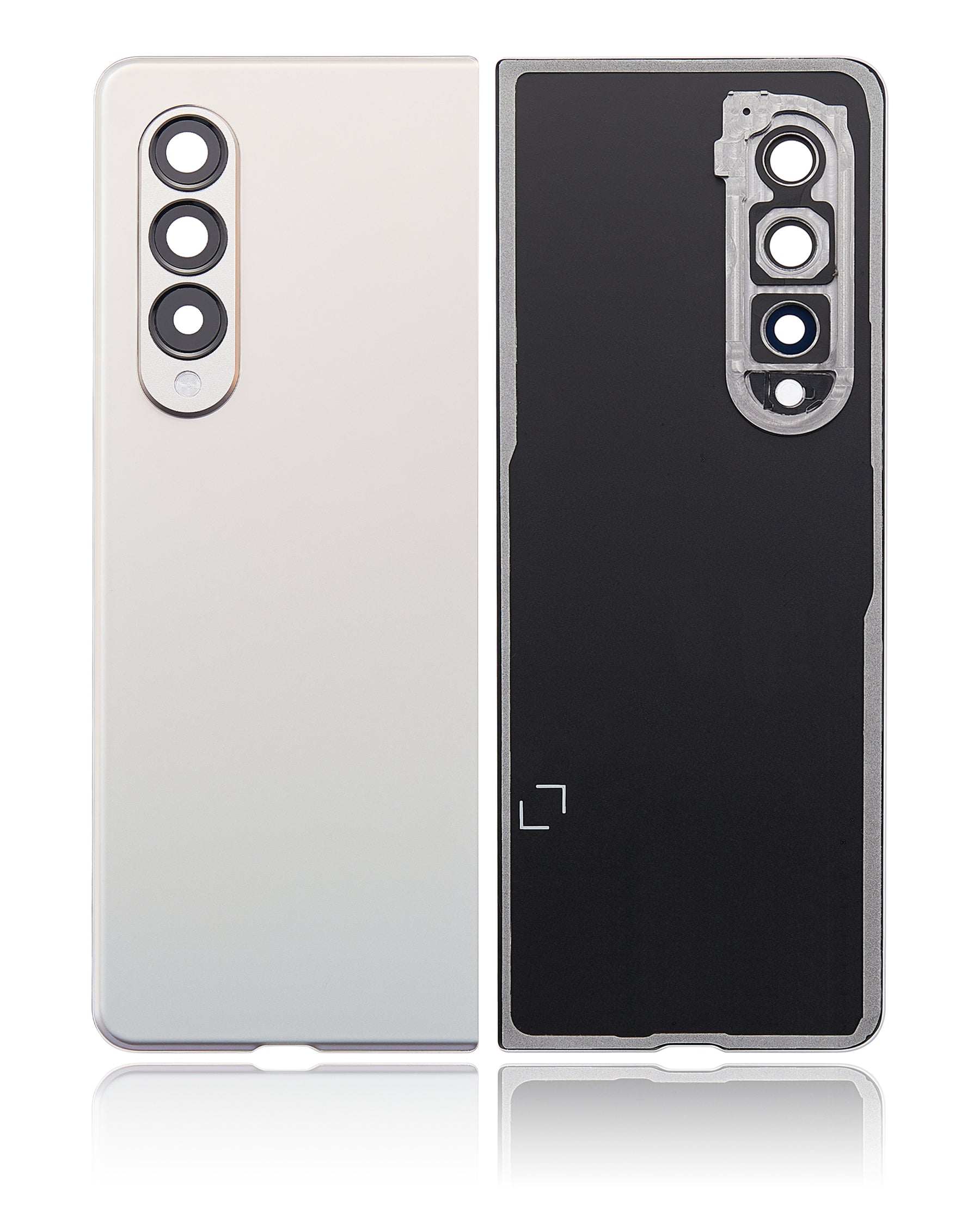 Back Cover Glass With Camera Lens Compatible For Samsung Galaxy Z Fold 3 5G Replacement (Premium) (Phantom Silver)