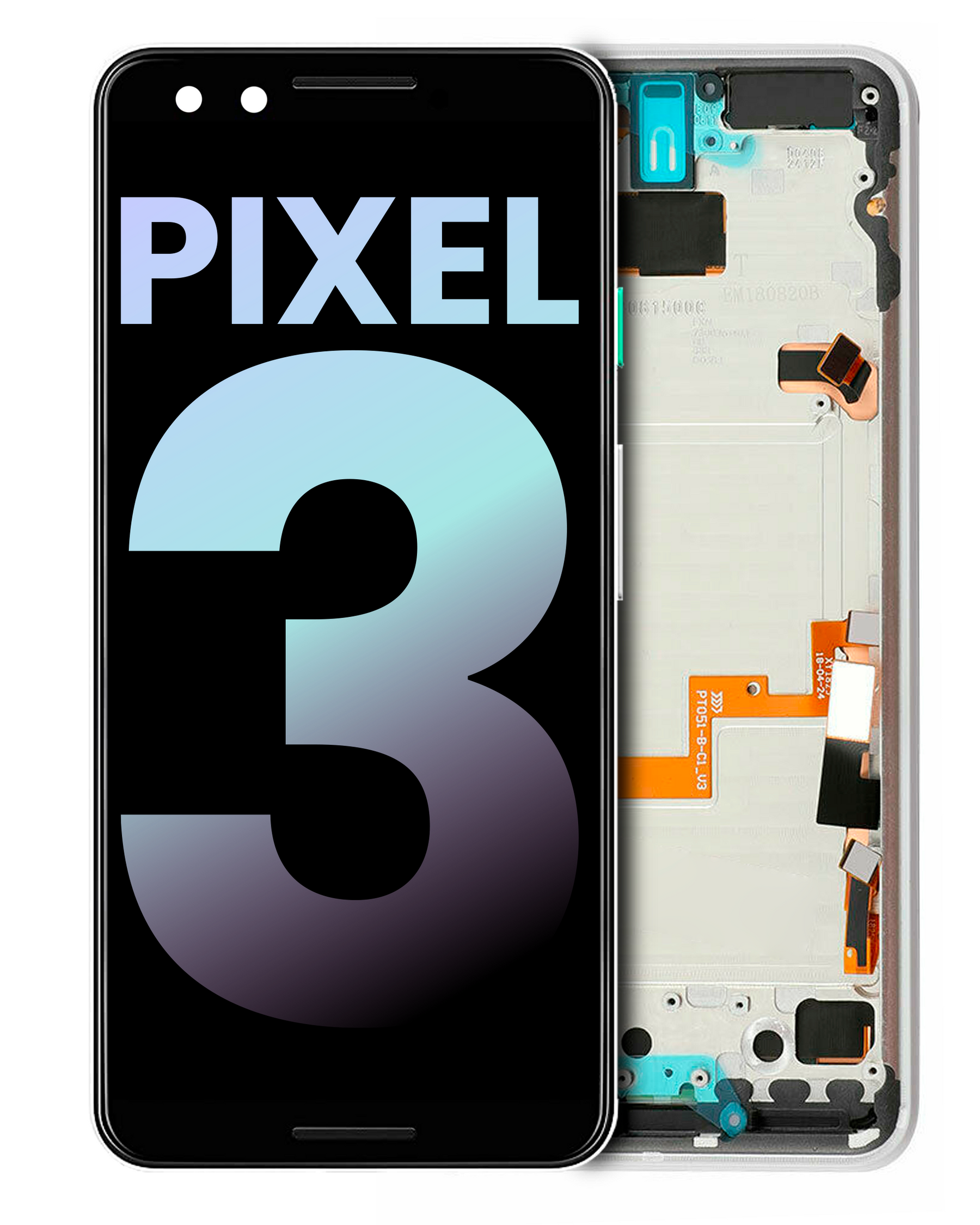 Replacement OLED Assembly With Frame Compatible For Google Pixel 3 (Genuine OEM) (Clearly White)