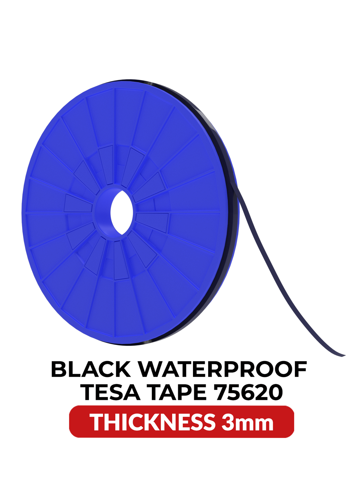 Double-Sided Acrylic Waterproof Black Tape (3MM x 25M) (Tesa Model # 75620)