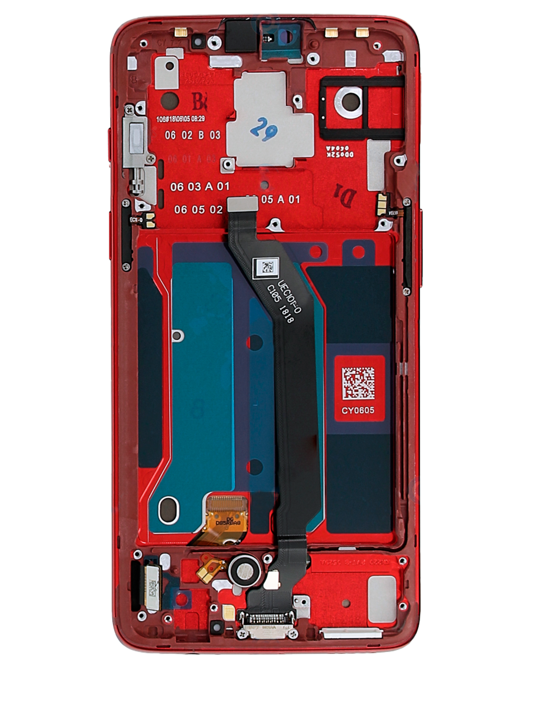 Replacement OLED Assembly With Frame Compatible For OnePlus 6 (A6000 / A6003) (Refurbished) (Amber Red)
