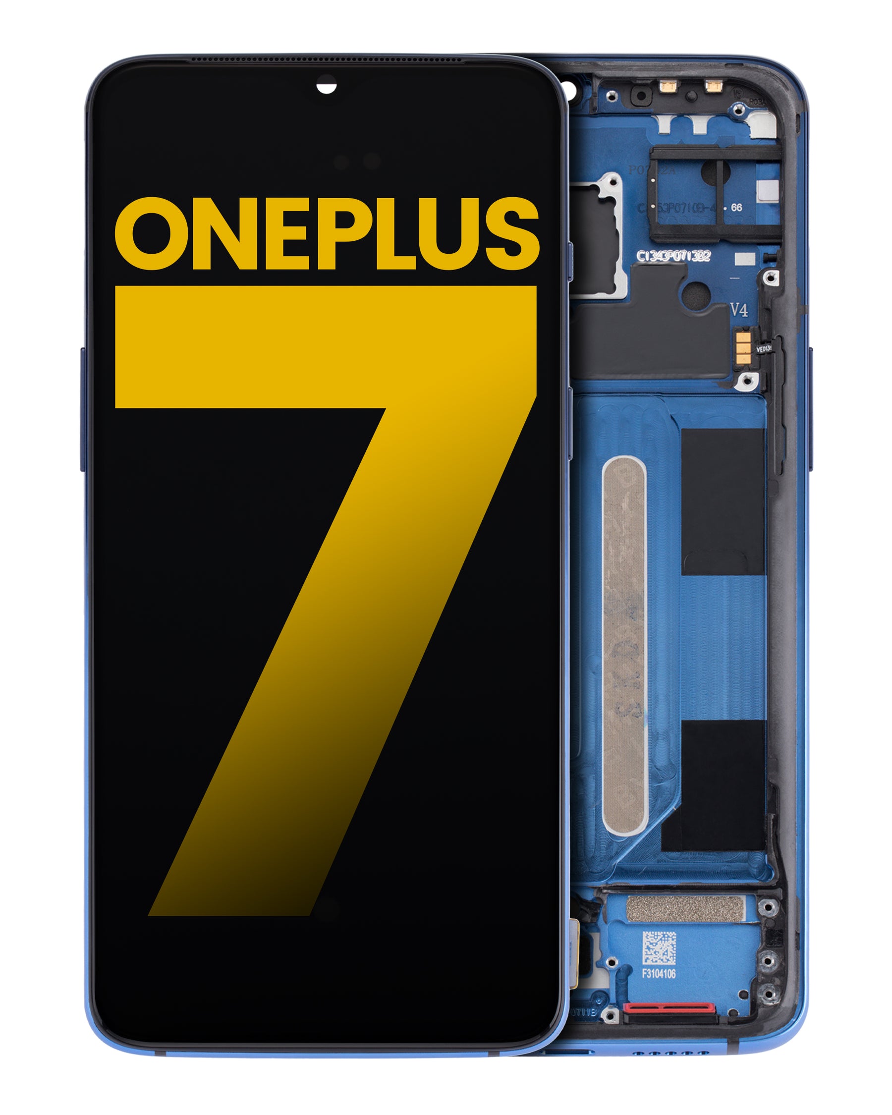 OLED Assembly With Frame Compatible For OnePlus 7 Replacement (Refurbished) (Mirror Blue)