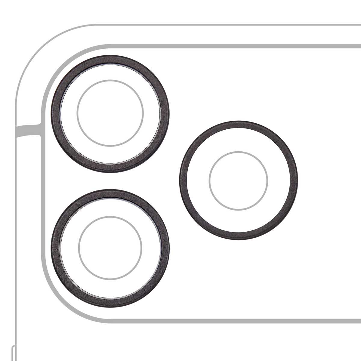 Back Camera Bezel Ring Only For iPhone 18 Pro / 18 Pro Max (Black) (3 Piece Set)