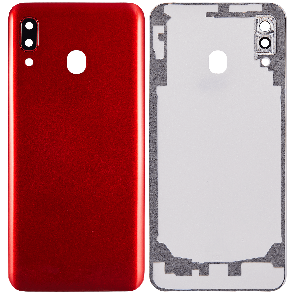 Back cover Glass With Camera Lens Compatible For Samsung Galaxy A20 (A205 / 2019) (Vemake) (Red)