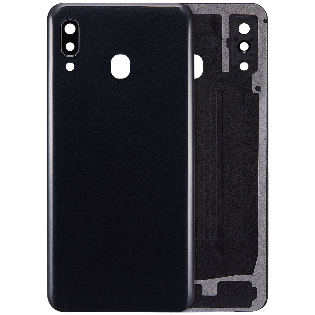 Back cover Glass With Camera Lens Compatible For Samsung Galaxy A30 (A305 / 2019) (Vemake) (Black)