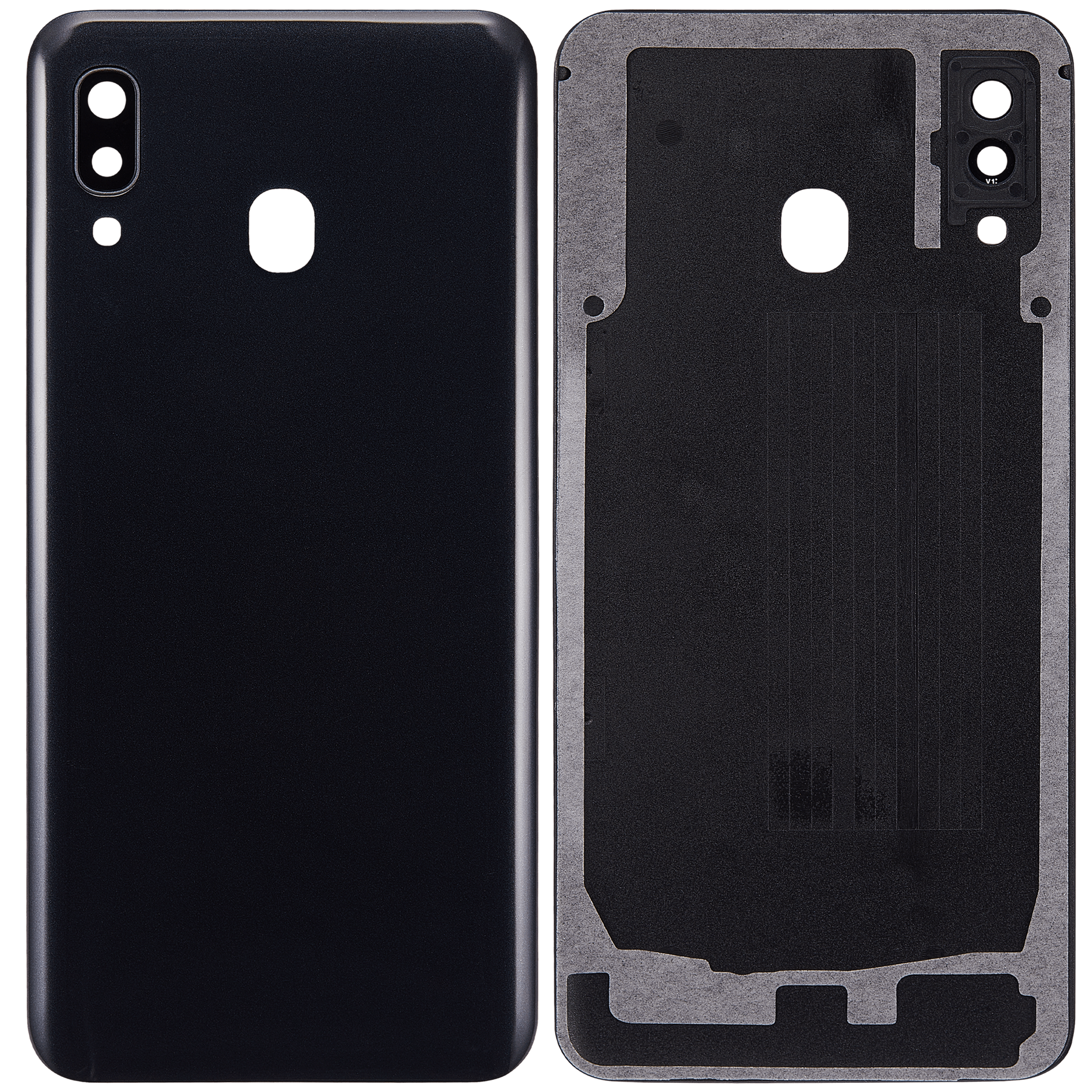 Back cover Glass With Camera Lens Compatible For Samsung Galaxy A30 (A305 / 2019) (Vemake) (Black)