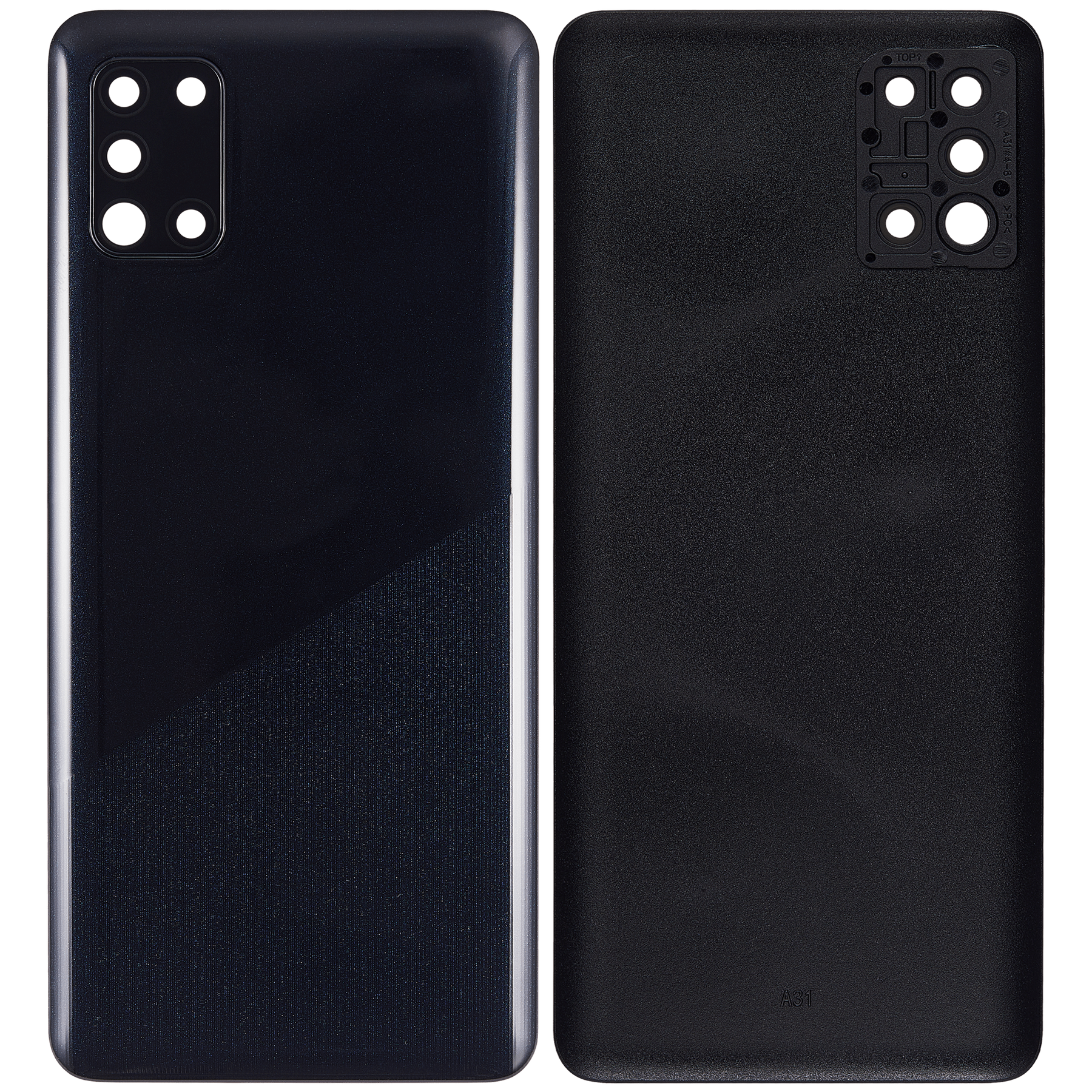 Replacement Back cover Glass With Camera Lens Compatible For Samsung Galaxy A31 (A315 / 2020) (Vemake) (Prism Crush Black)