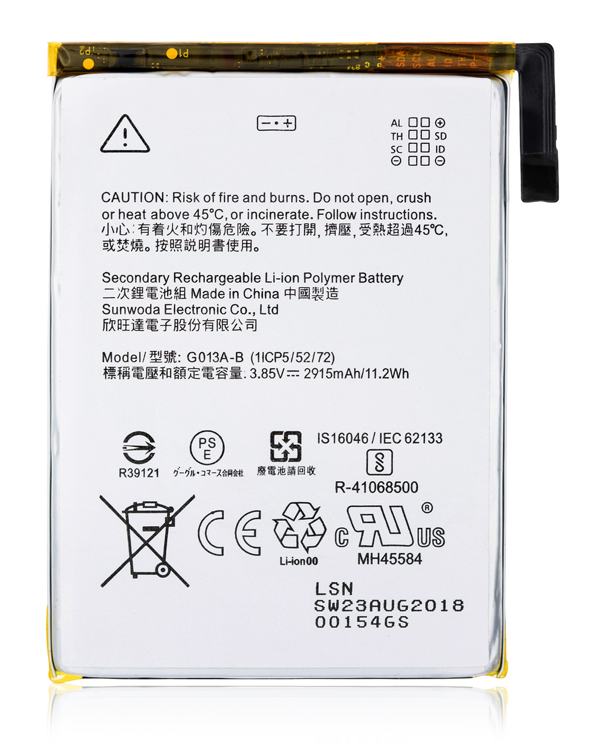 Replacement Battery Compatible For Google Pixel 3 (G013A-B)
