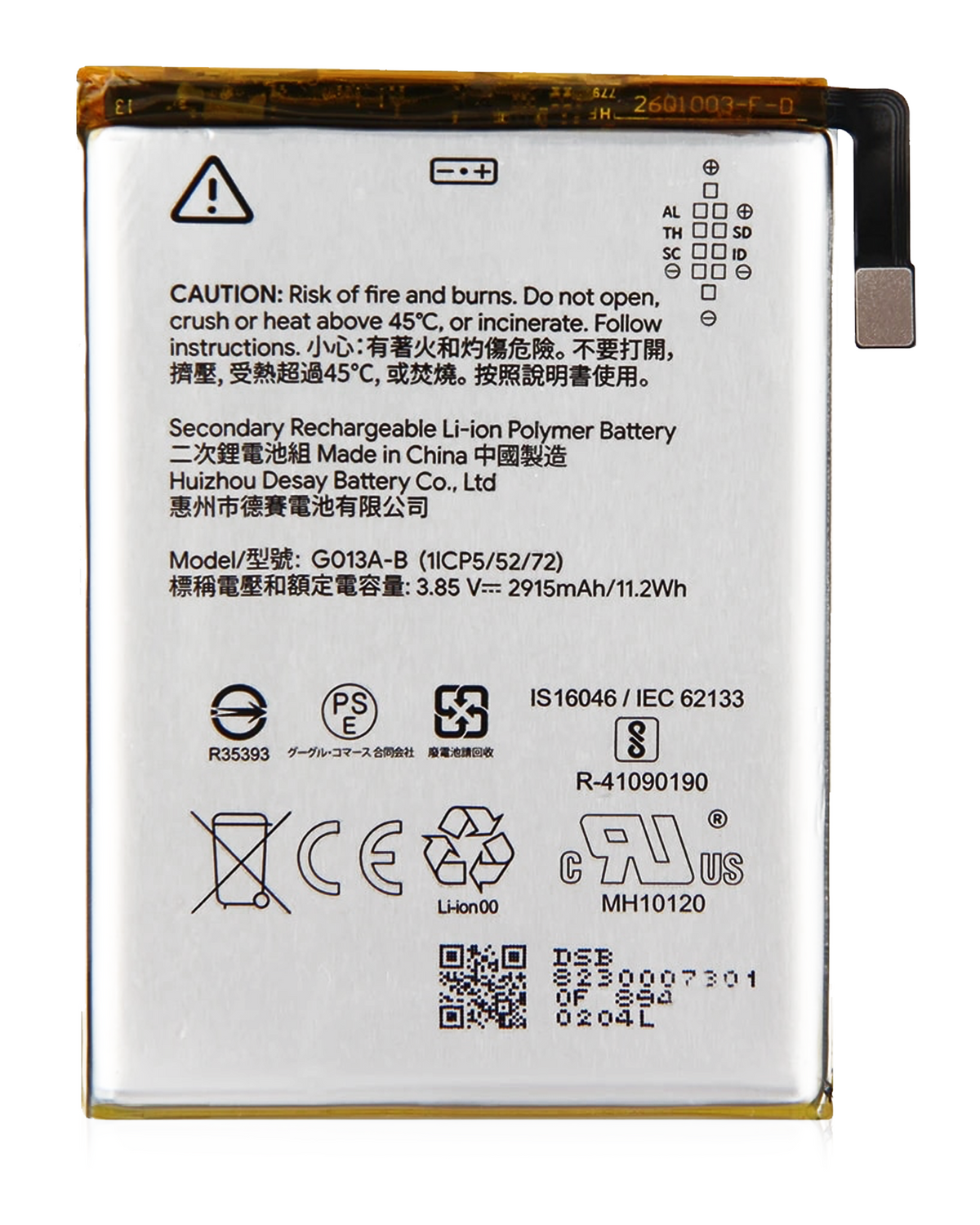Replacement Battery Compatible For Google Pixel 3 (G013A-B) (Genuine OEM)