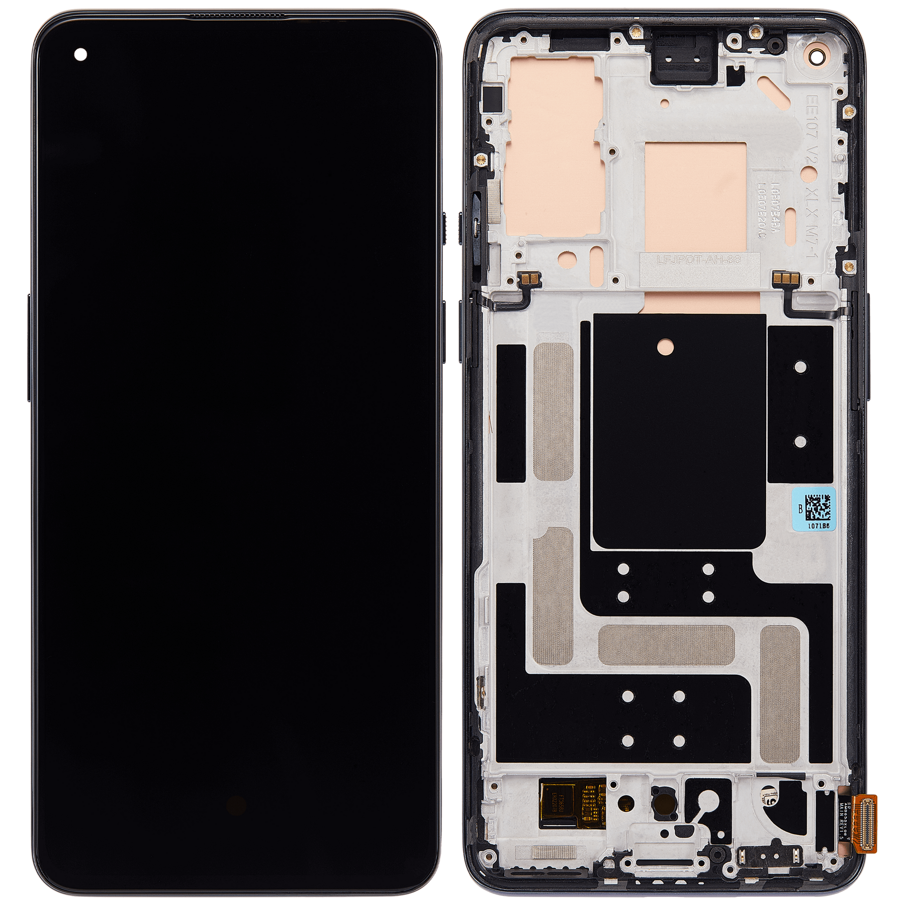 OLED Assembly With Frame Compatible For OnePlus 9 Replacement (US Version) (Vemake) (Astral Black)