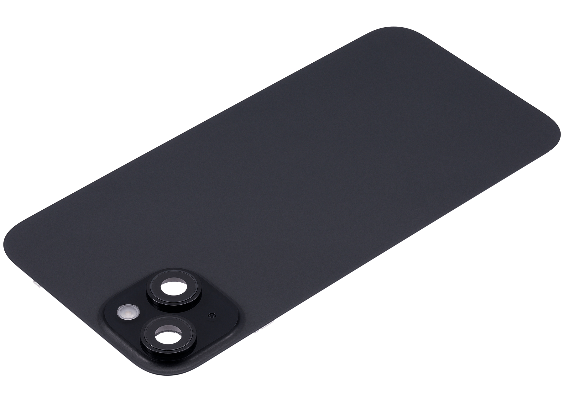 Back Glass With Steel Plate With Wireless NFC Charging MagSafe Magnet & Flashlight Flex Compatible For iPhone 15 Plus (Used OEM Pull: Grade A) (Black)