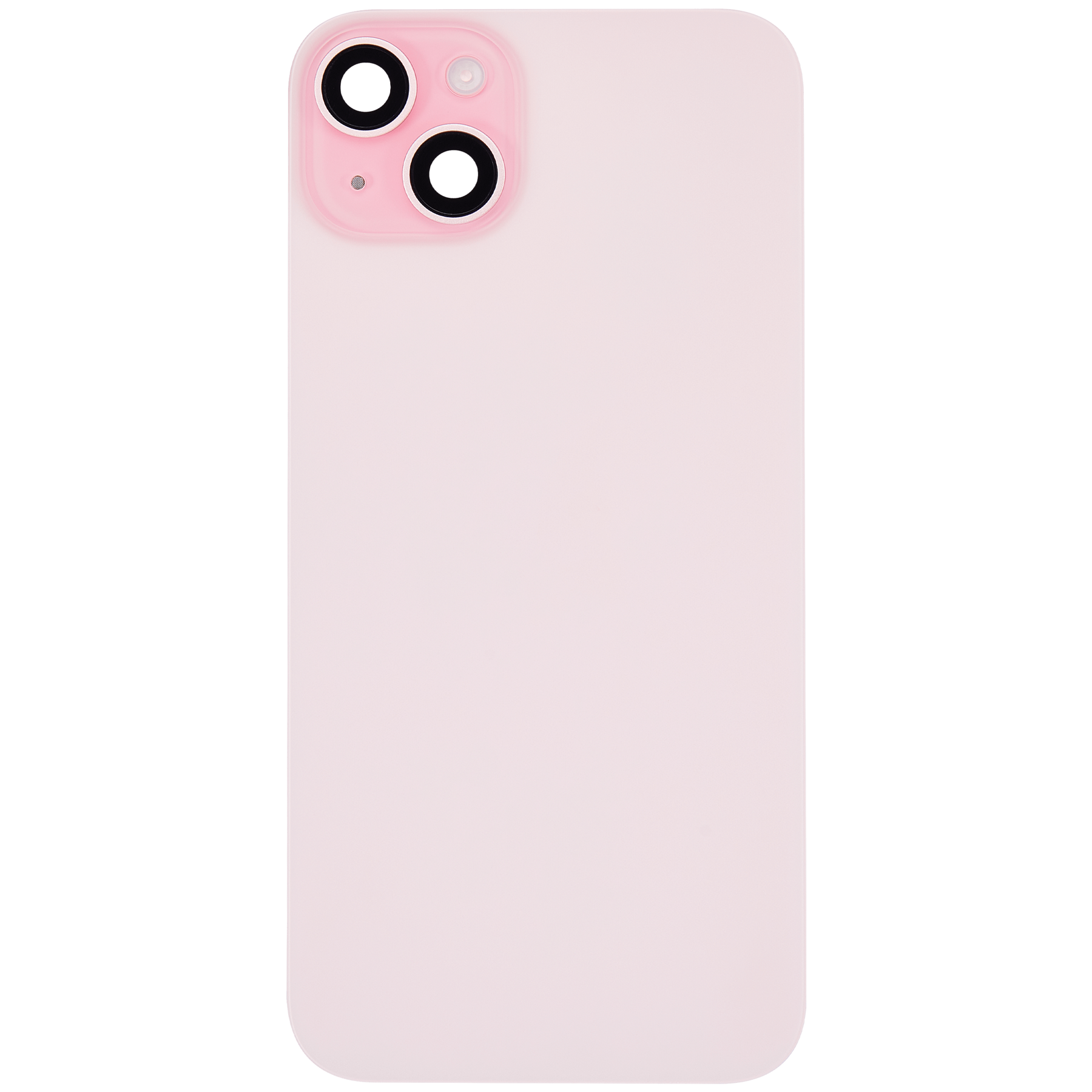 Back Glass With Steel Plate With Wireless NFC Charging MagSafe Magnet & Flashlight Flex Compatible For iPhone 15 Plus (Used OEM Pull: Grade A) (Pink)