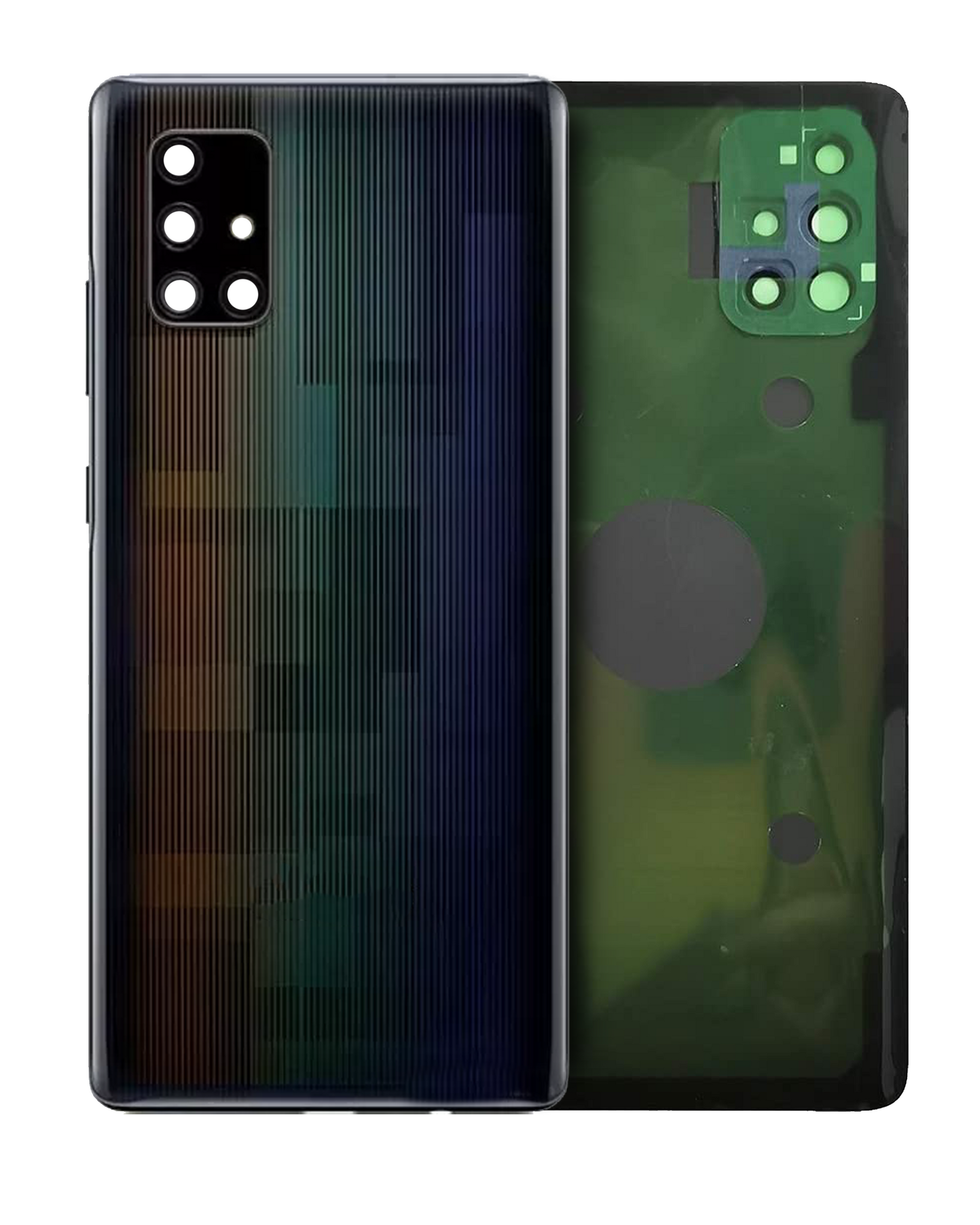 Back Cover Glass With Camera Lens Compatible Samsung Galaxy A71 5G Replacement (A716V / 2020) (Service Pack) (Prism Cube Black)