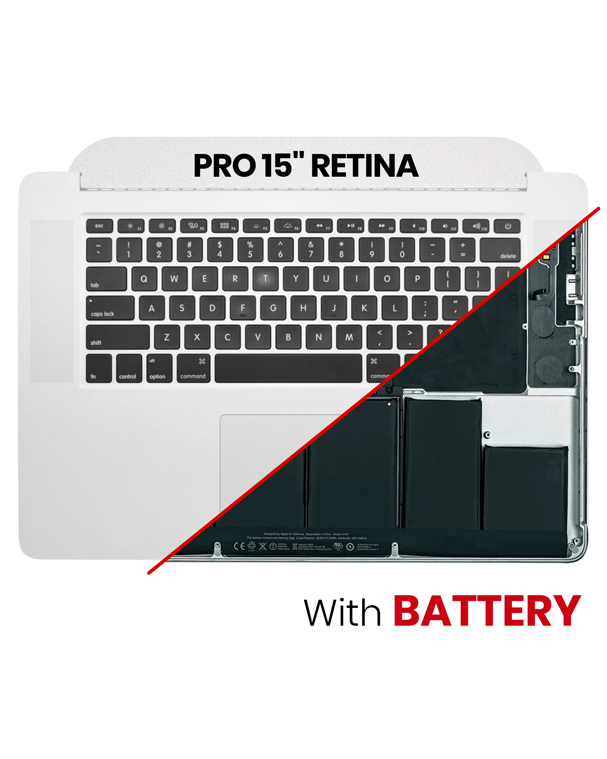 Used Original Apple MacBook Pro Retina A1398 (Late 2013/2014) Grade A Topcase W/ Keyboard, Battery, Trackpad