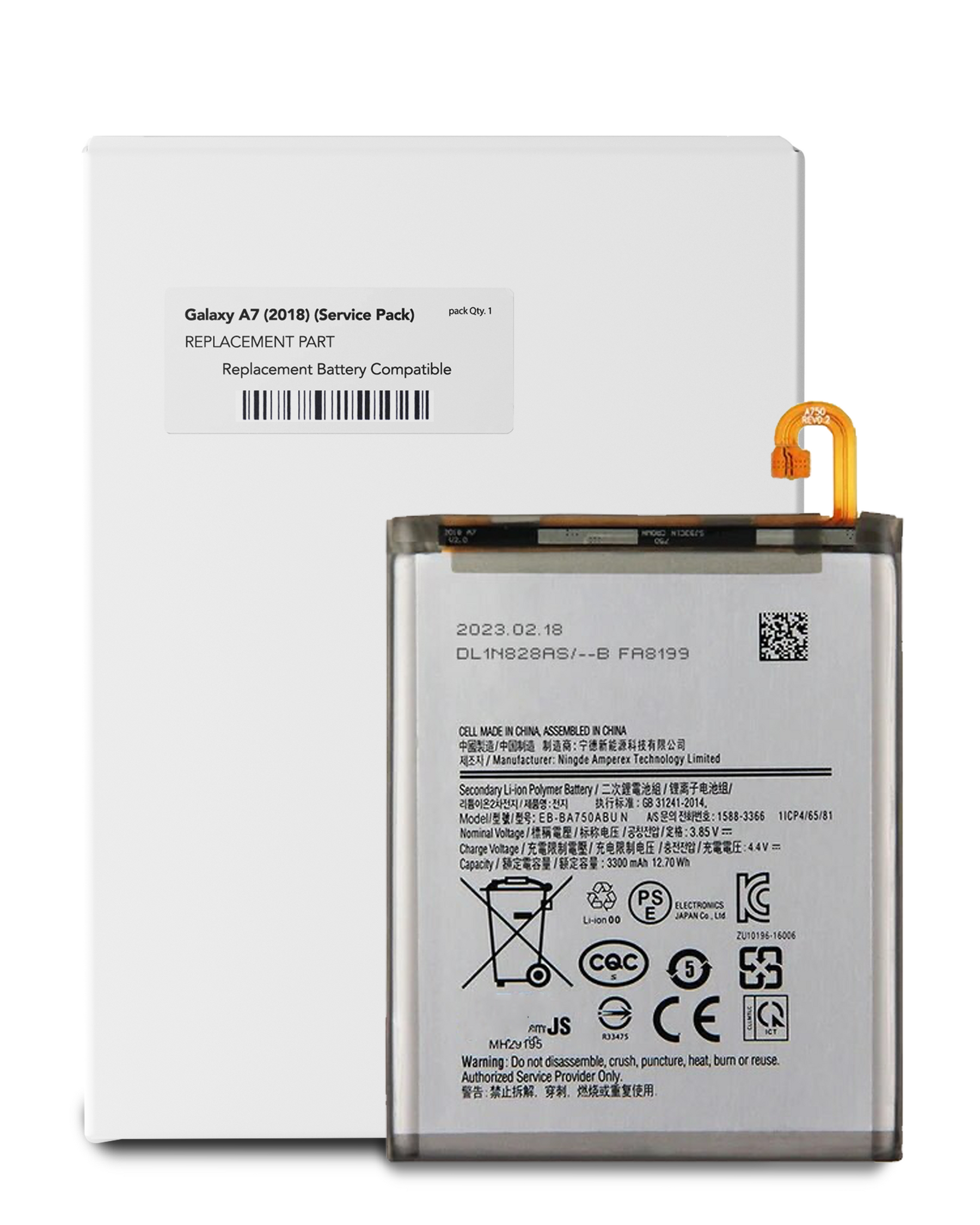 Replacement Battery Compatible For Samsung Galaxy A10 (A105 / 2019) / A7 (A750 / 2018) / A8s (G887 / 2018) / A8 (A810 / 2016) (Service Pack)