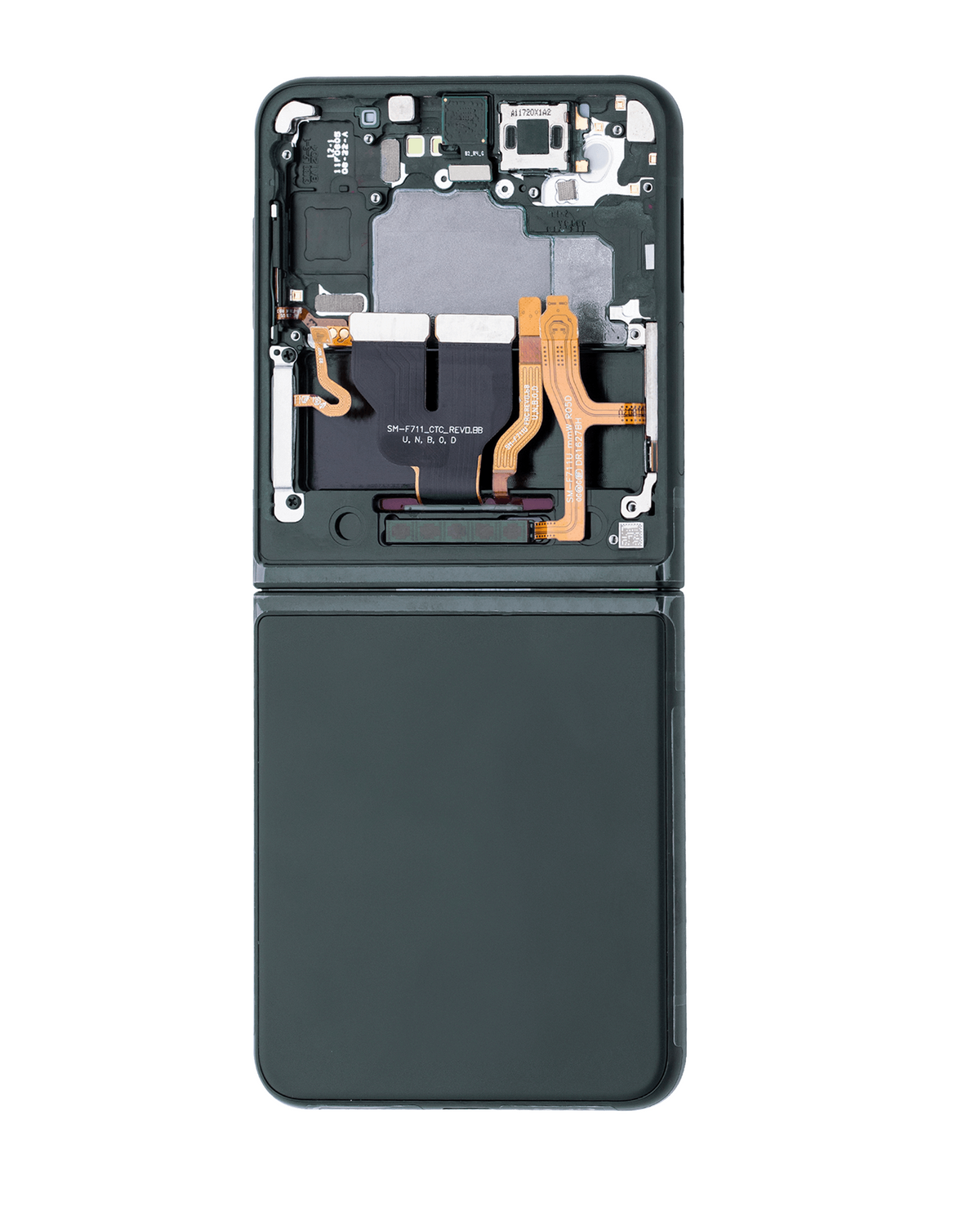 Inner OLED Assembly With Frame Replacement Compatible For Samsung Galaxy Z Flip 3 5G (US & International) (Used OEM Pull: Grade B/C) Phantom Green)