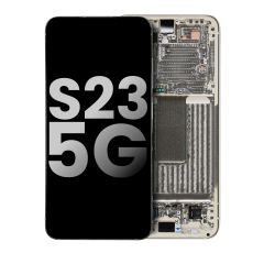 OLED Assembly With Frame Compatible For Samsung Galaxy S23 5G  Replacement(US & International) (Used OEM Pull: Grade B/C) (Cream)