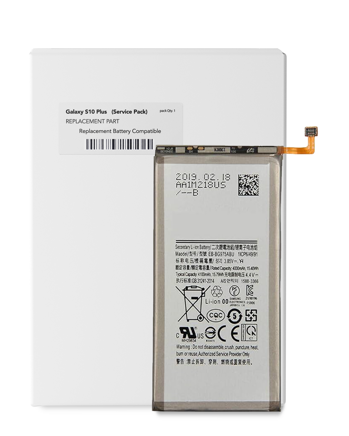 Replacement Battery Compatible For Samsung Galaxy S10 Plus (Service Pack)