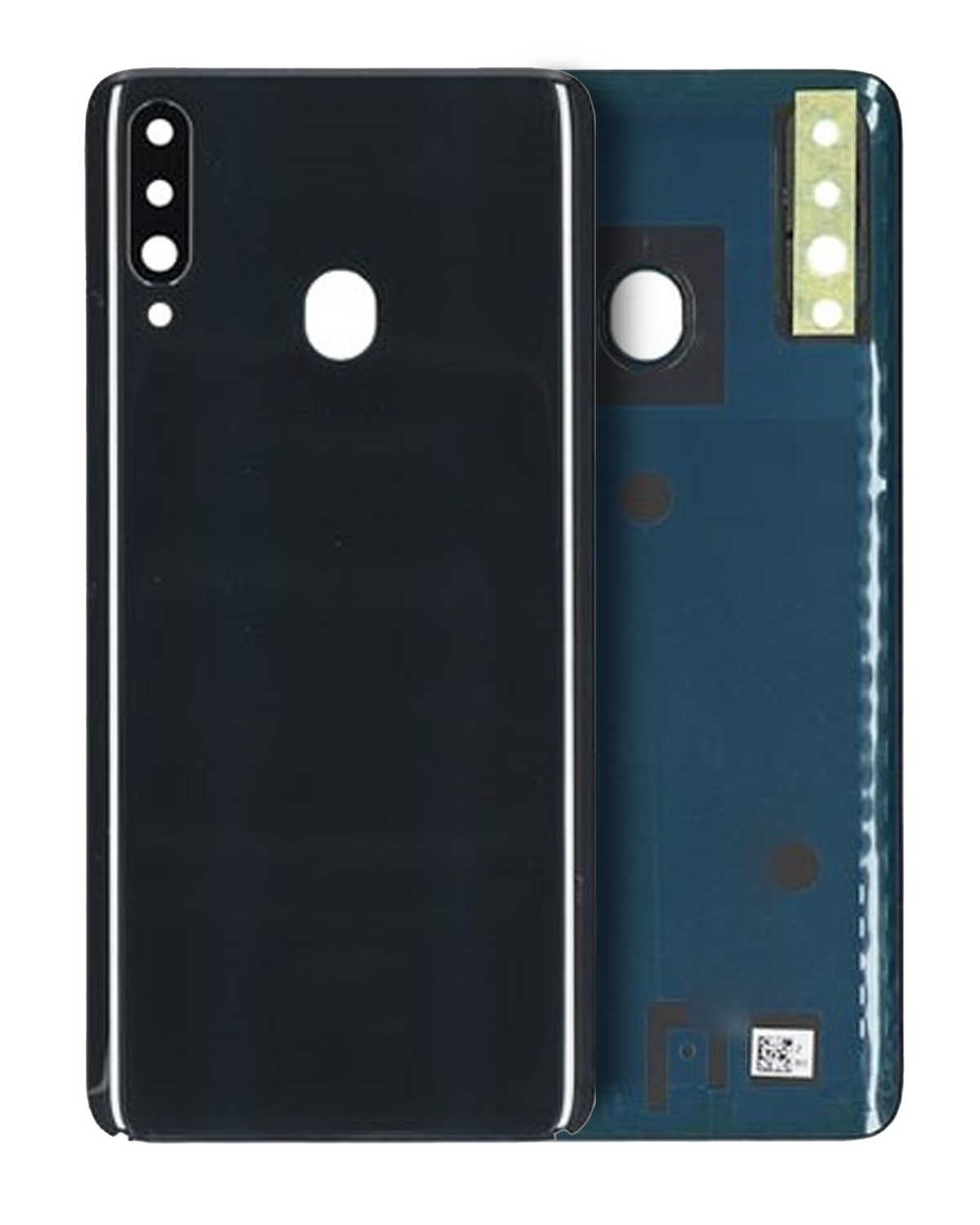Back Cover Glass With Camera Lens Compatible For Samsung Galaxy A20s (A207 / 2019) (Service Pack) (Black)