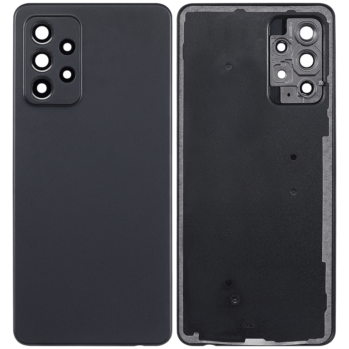 Replacement Back Cover Glass With Camera Lens Compatible For Samsung Galaxy A52 4G (A525 / 2021) (Vemake) (Black)