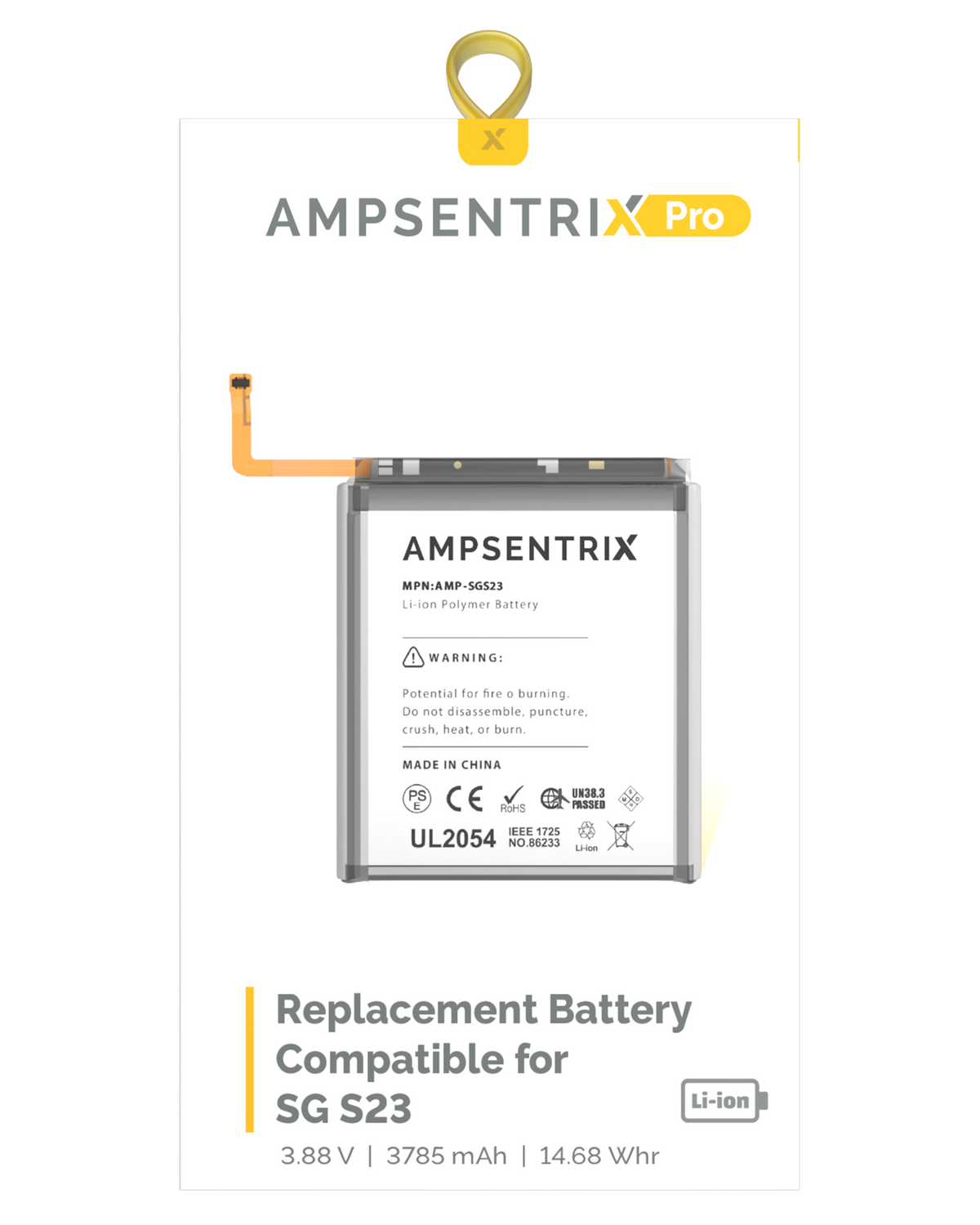 Replacement Battery Compatible For Samsung Galaxy S23 (AmpSentrix Pro)