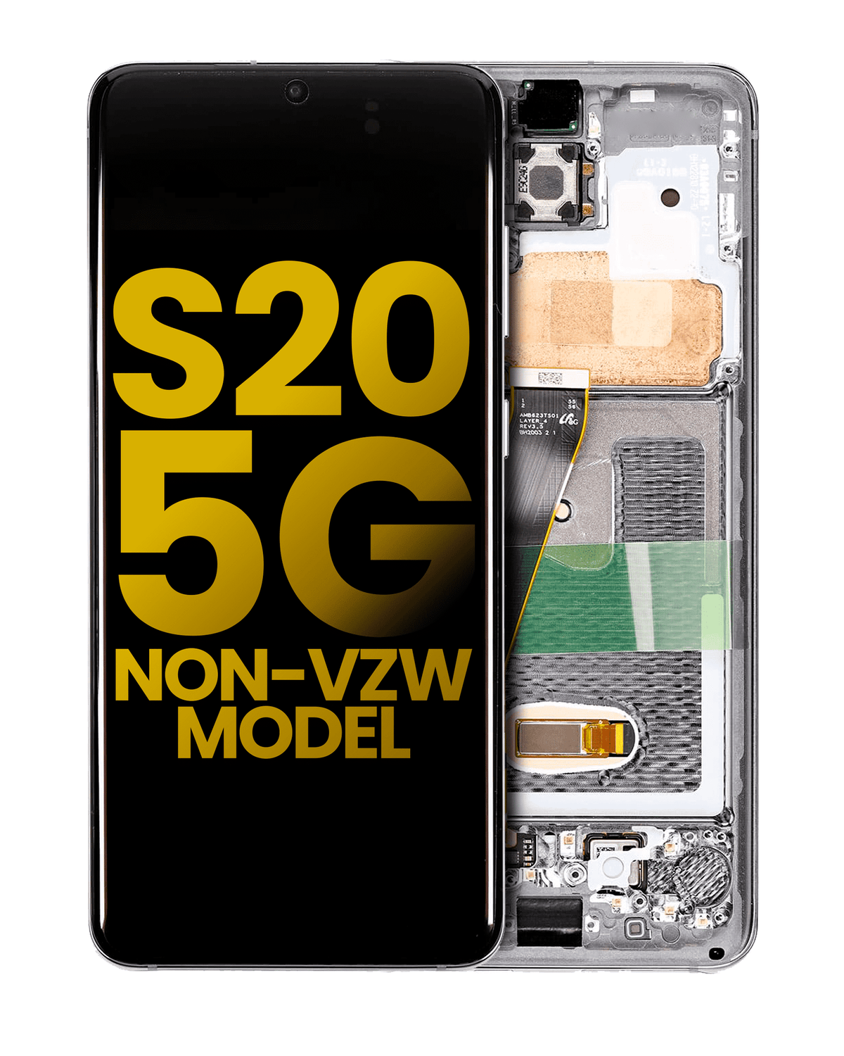 Replacement OLED Assembly With Frame Compatible For Samsung Galaxy S20 5G (Non-Verizon 5G UW Frame) (Refurbished) (Cloud White)