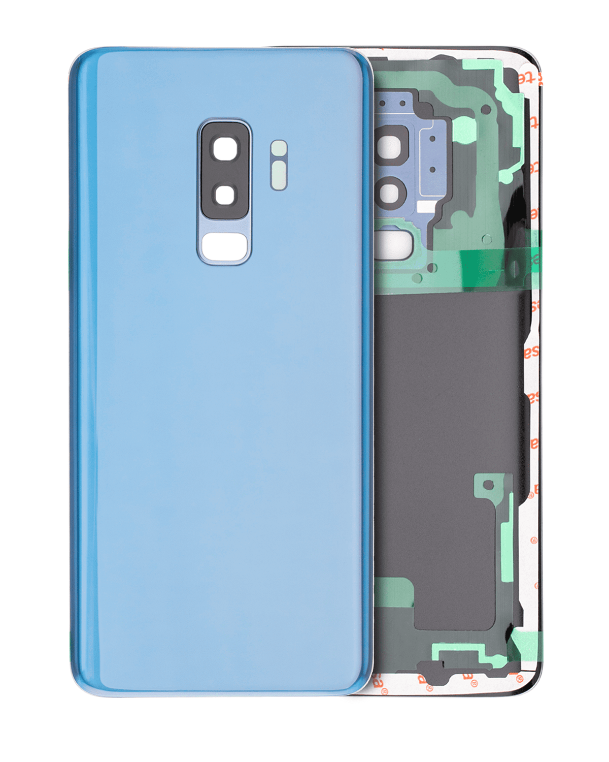Back Cover Glass With Camera Lens Compatible For Samsung Galaxy S9 Plus Replacement (No Logo) (Vemake) (Coral Blue)