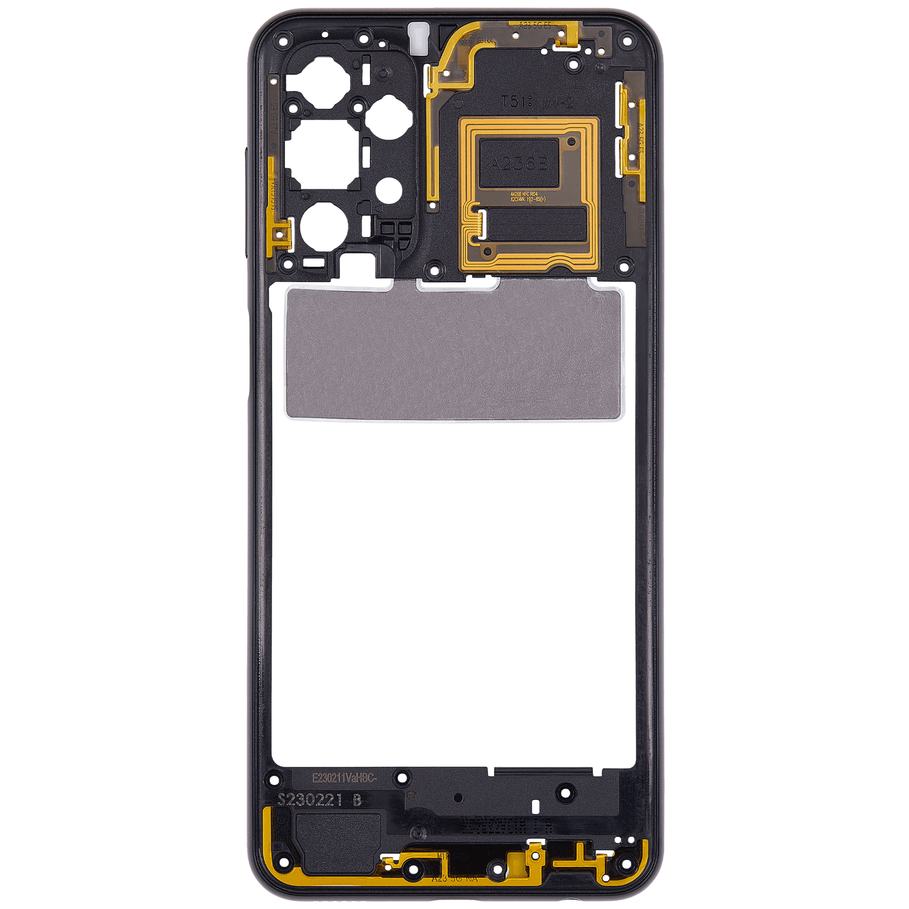 Mid-Frame Housing Compatible For Samsung Galaxy A23 5G (A236U / A236B / 2022) (US & International Version) (Black)