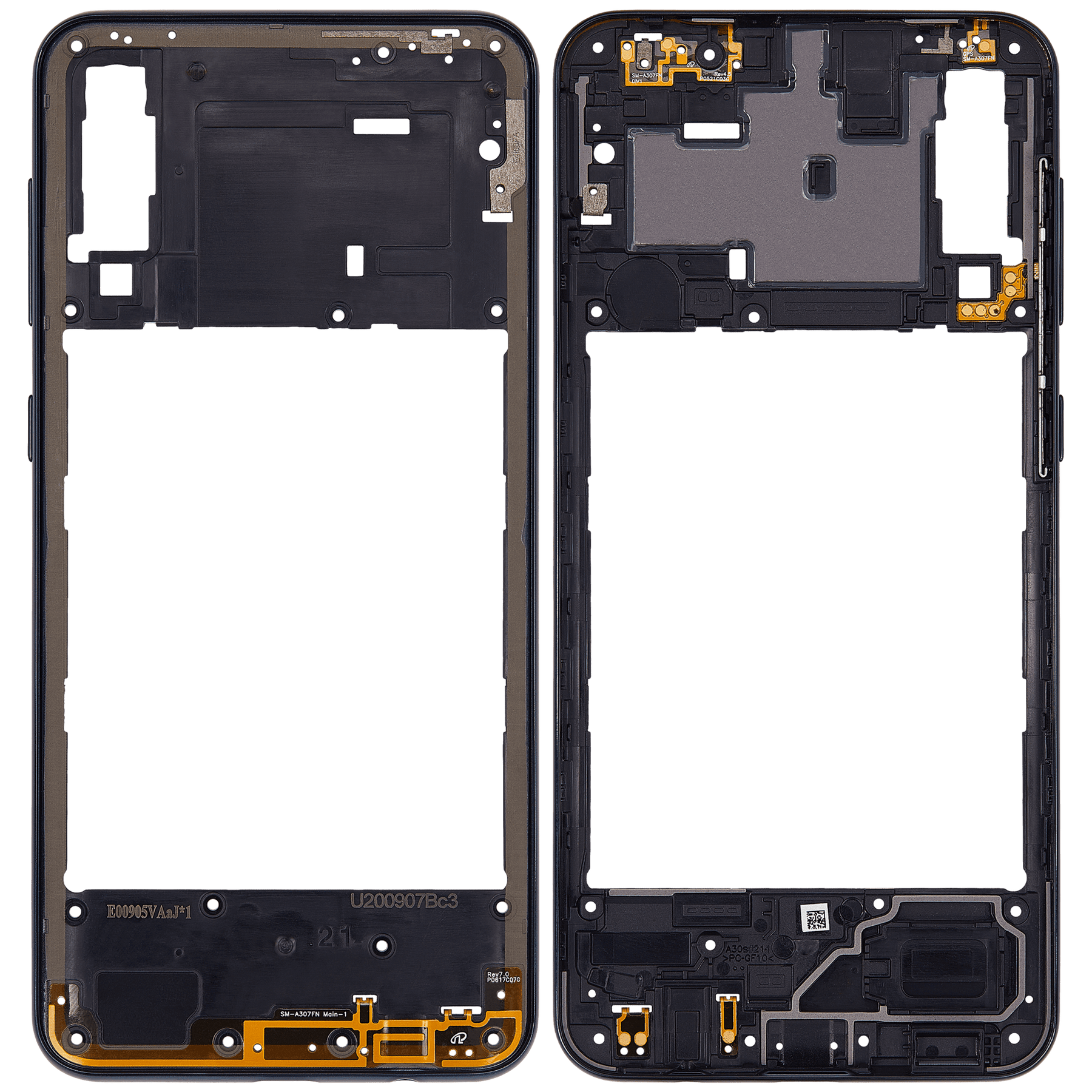 Mid-Frame Housing Compatible For Samsung Galaxy A30s (A307 / 2019) (Prism Crush Black)