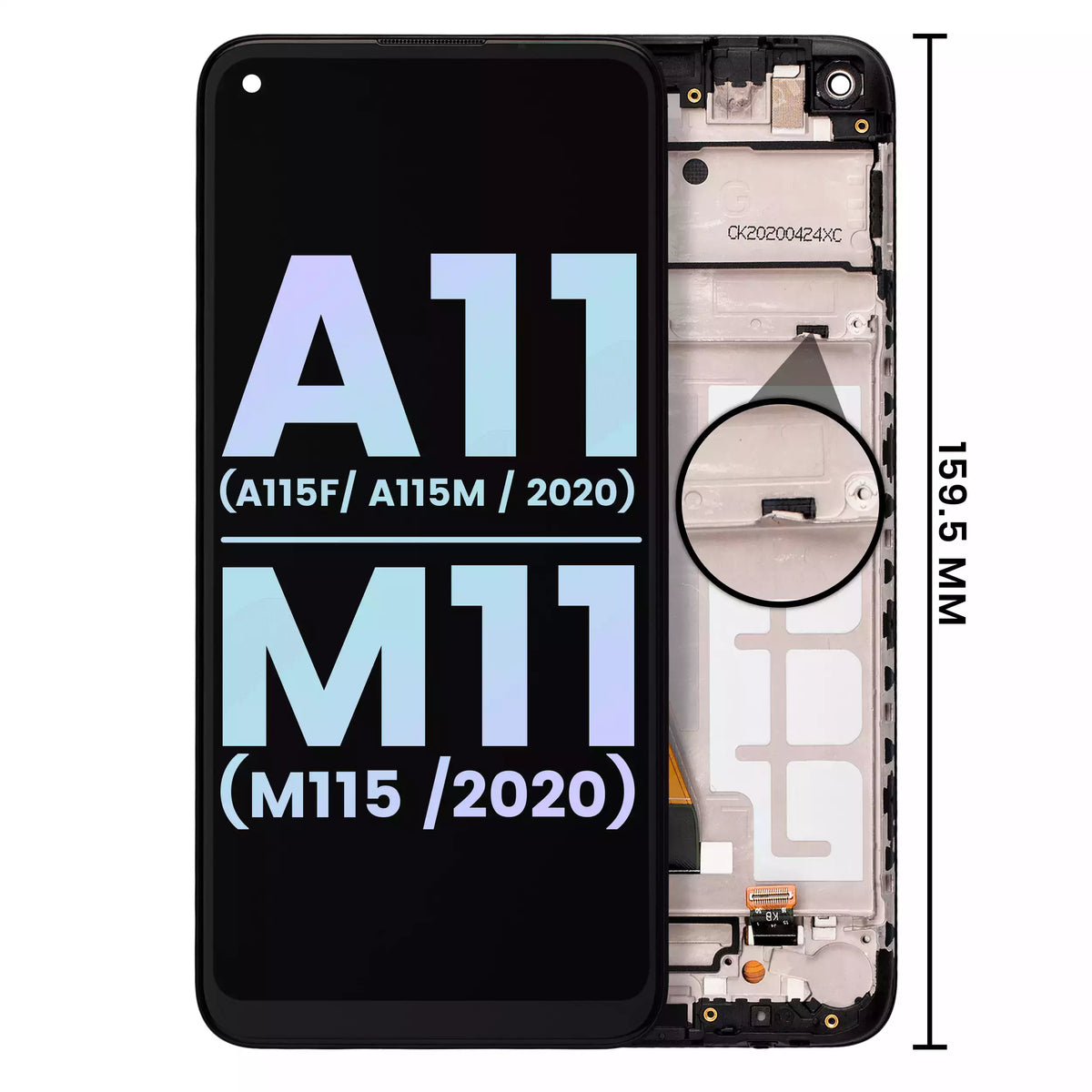 LCD Assembly With Frame Compatible For Samsung Galaxy A11 (A115F / A115M / 2020) / M11 (M115 / 2020)(International Version) (Service Pack) (All colors)